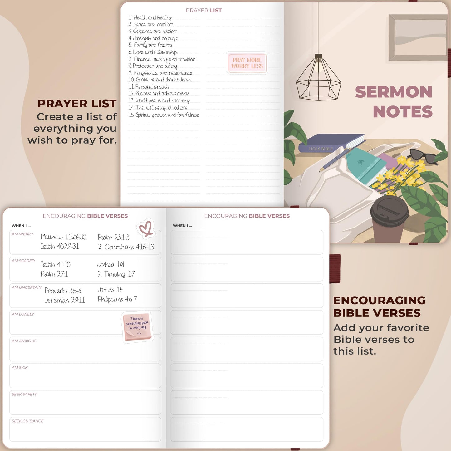 Clever Fox Bible Study Journal – Church Notes Notebook – Note Taking & Journaling Kit – Faith Based Religious Gifts & Accessories (Rose Gold)