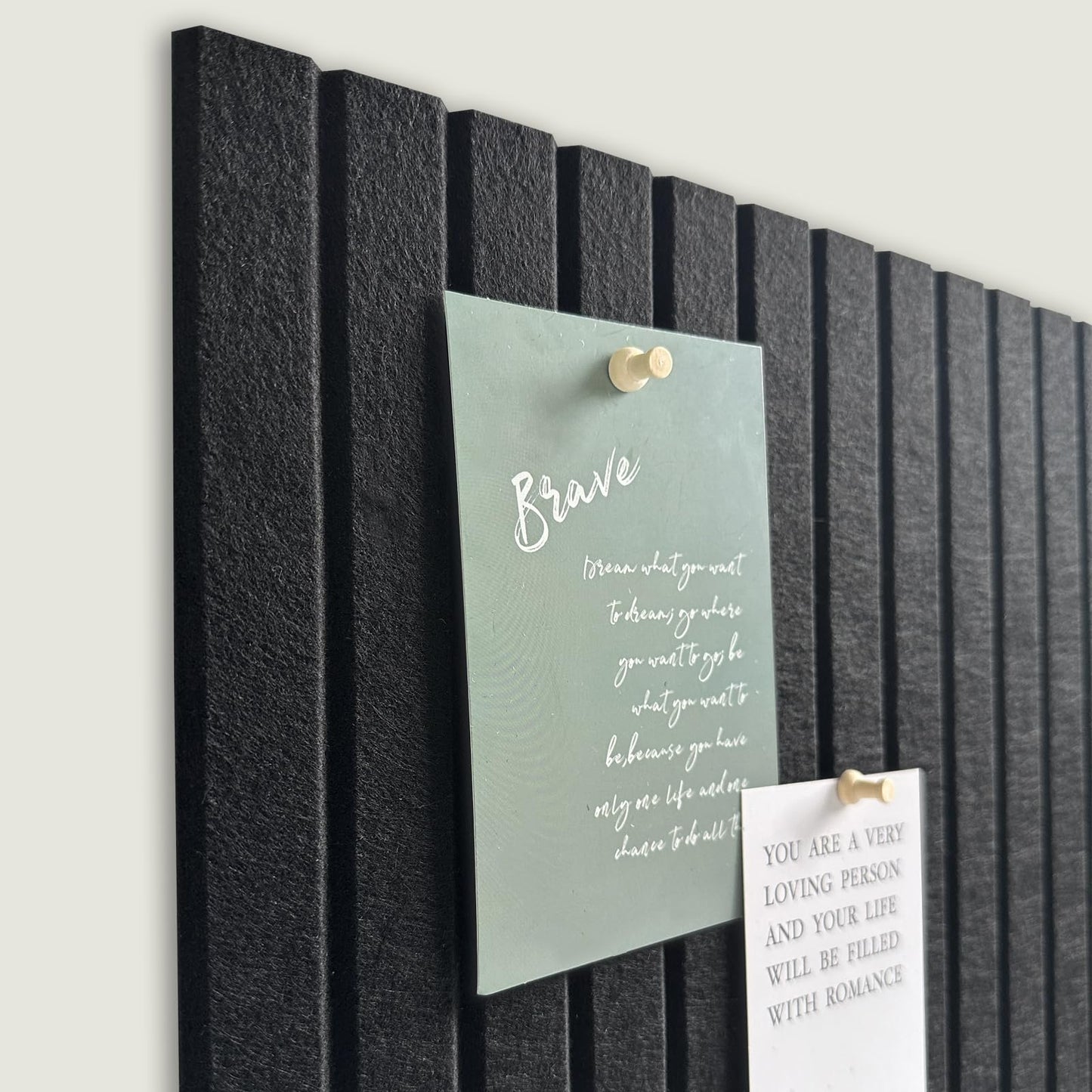 Large Cork Board for Office, 8 Pack Felt Wall Tiles with Slat Wall Paneling and Safe Removable Adhesive Tabs, Felt Bulletin Board Pin Board Cork Boards for Walls - Black