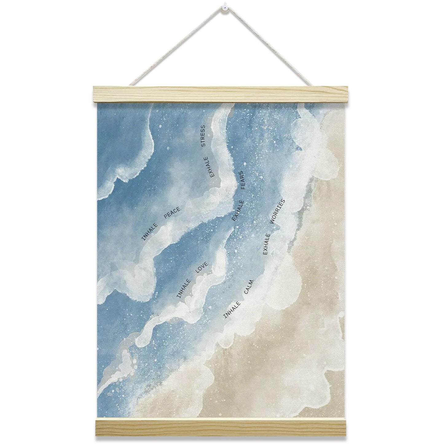 Inhale Exhale Mental Health Poster Hanger Frame, Waves in The Sea Posters Canvas Wall Art for Therapy Counseling Office Classroom Decor, 12x16 Inches -042