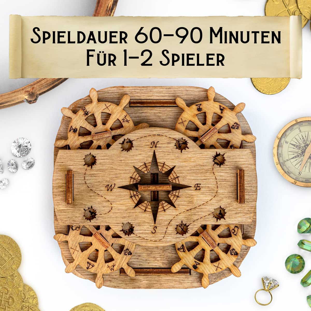 iDventure Cluebox - Davy Jones Locker - Escape Room Game - Pirate Puzzle Box - Gift Box - 3D Wooden Puzzle for Adults - Wooden Jigsaw - Brain Teaser - Birthday Gift Gadget for Men - Money Box