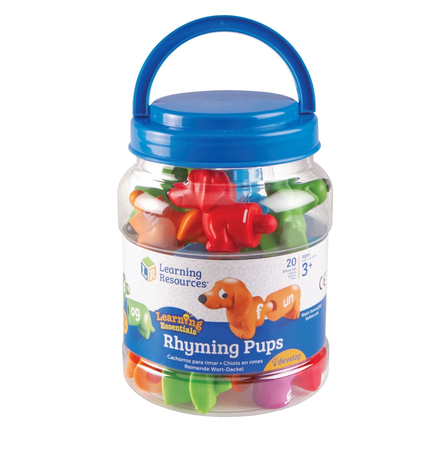 Learning Resources Snap-N-Learn Rhyming Pups Toy - Phonics, Letter Game, Toddler Color Recognition, Montessori Preschool Activities, Matching Set, Fine Motor Skills, Gifts for Boys and Girls
