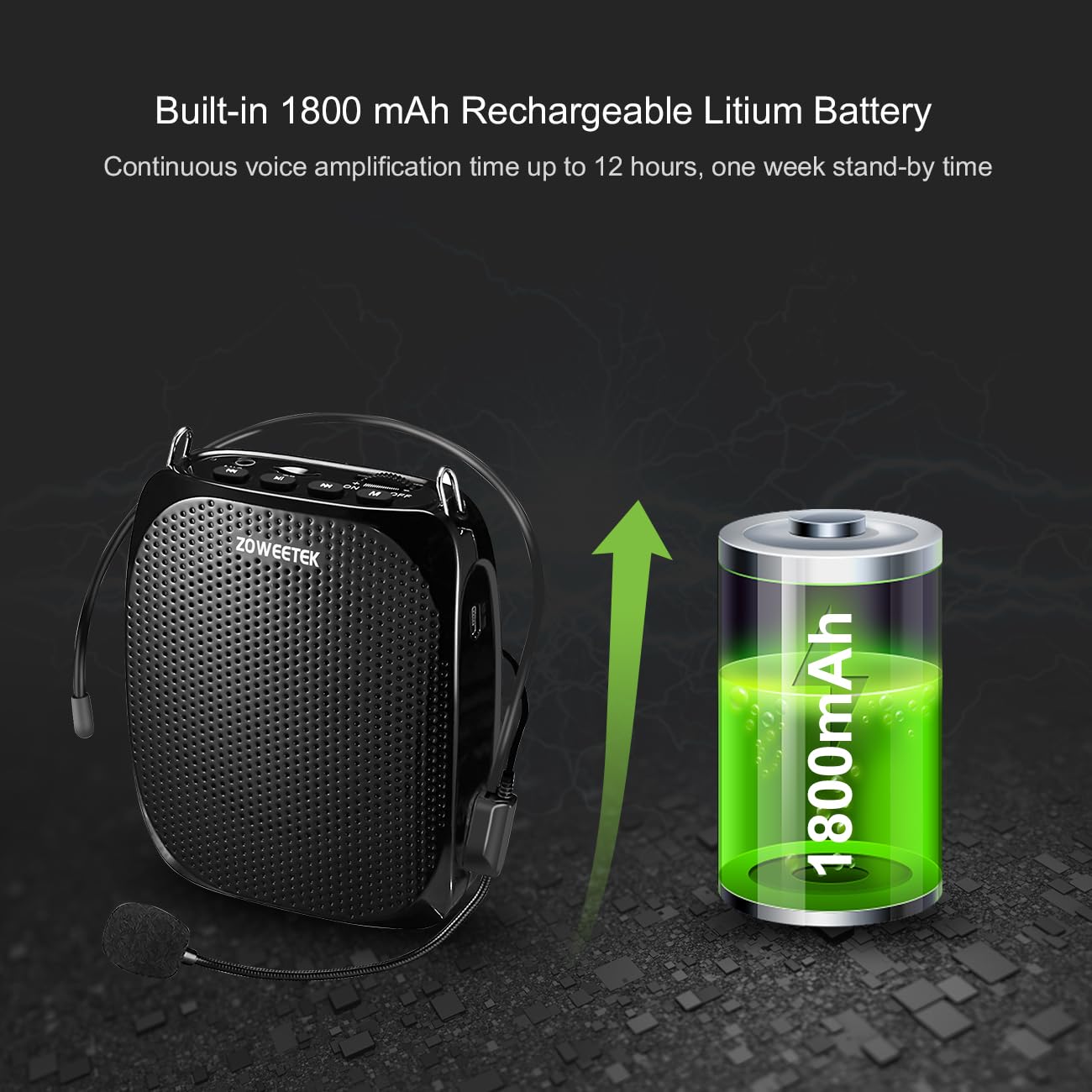 ZOWEETEK ZW-Z258 Portable Rechargeable Mini Voice Amplifier for Teachers with Wired Microphone Headset and Waistband,Supports MP3 Format Audio for Speech, Class, Training,Tour Guide,Power Amplifiers