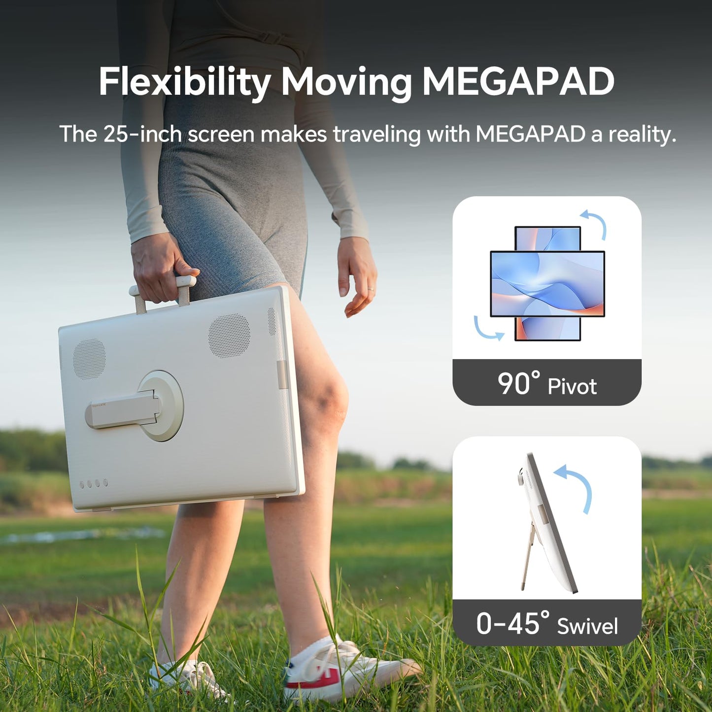 KTC 25 Inch MEGAPAD Portable TV Touchscreen Monitor 1080p, Android 14 Google EDLA Certification with Camera,Built-in Battery for Outdoor,Camping,Travel, Remote Control, A25Q5