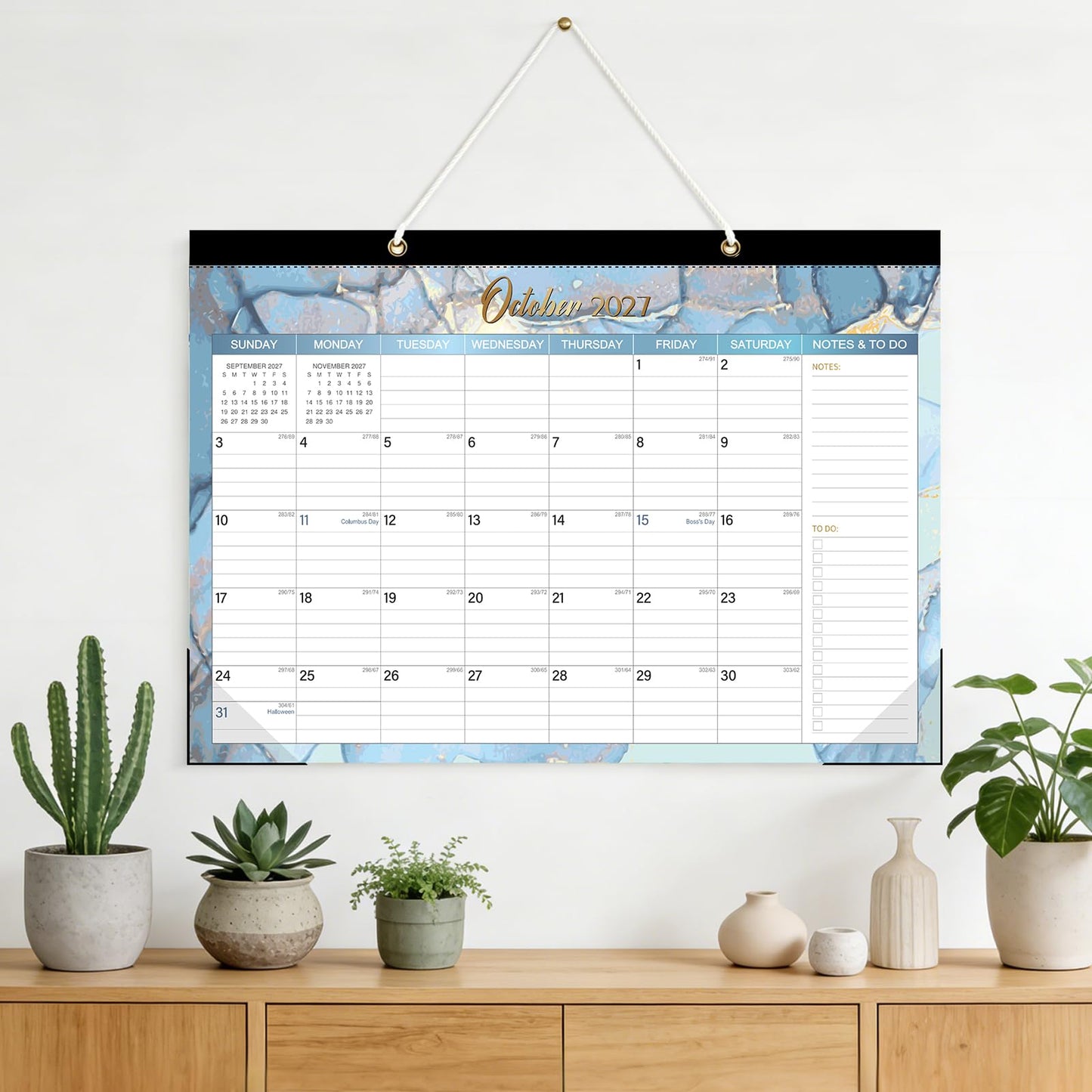 ZTX Desk Calendar 2026-2027,18 Month Academic Desk Calendars,17"x12" Jul.2026-Dec.2027 Calendar with Clear Plastic Cover for Teacher School Year Home Fluidic