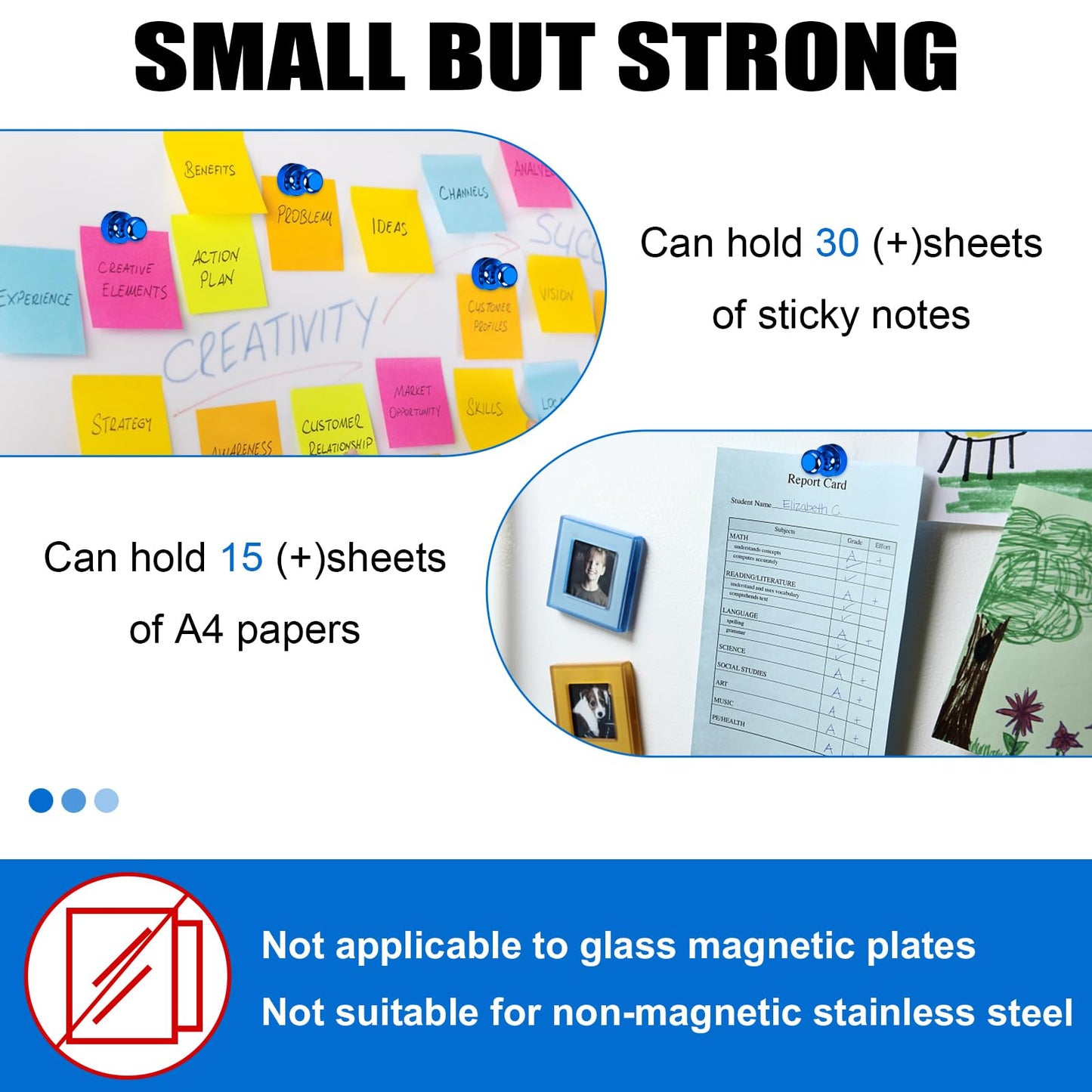 LOVIMAG Fridge Magnets 20Pcs Refrigerator Whiteboard Small Strong Magnet Classroom Kitchen Accessories Decorative Locker Set Decor Must Haves Office Calendar Refrigerador Magnetic Cute Crafts Blue