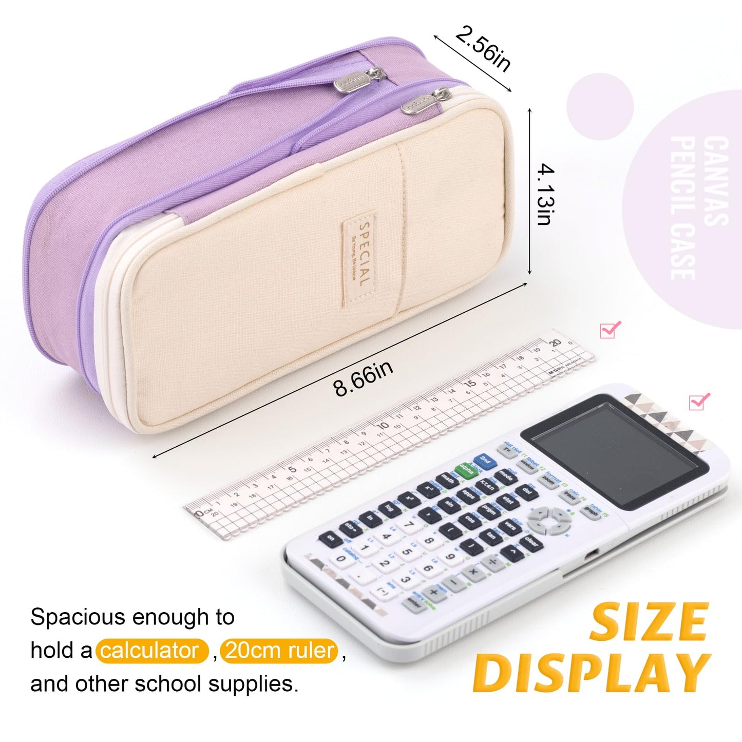 EASTHILL Big Capacity Pencil Pen Case Office College School Large Storage High Capacity Bag Pouch Holder Box Organizer Blue (Purple)
