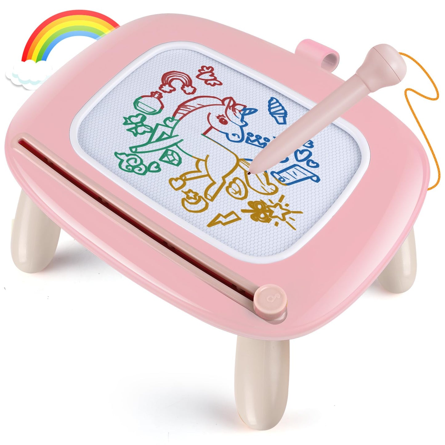 Smasiagon Toddler Toys Age 1-2 Year Old Boys Girls, Magnetic Drawing Doodle Board Pad Educational Learning Toys for 1 2 3 Year Old Boys Girls Gifts Birthday Party (Soft Pink)
