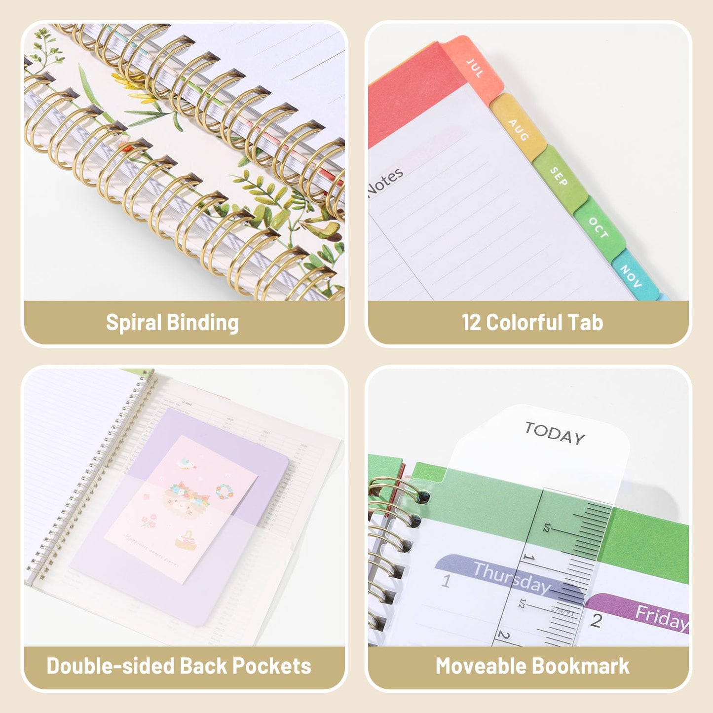 SUNEE Teacher Planner 2026-2027 Academic Year, 7 Periods Lesson Plan Book Jul 2026 - Jun 2027, 8.5"x11"Daily Weekly Monthly Organizers Horizontal Layout with Calendars, Bookmark, Tabs, Pastel Bubbles