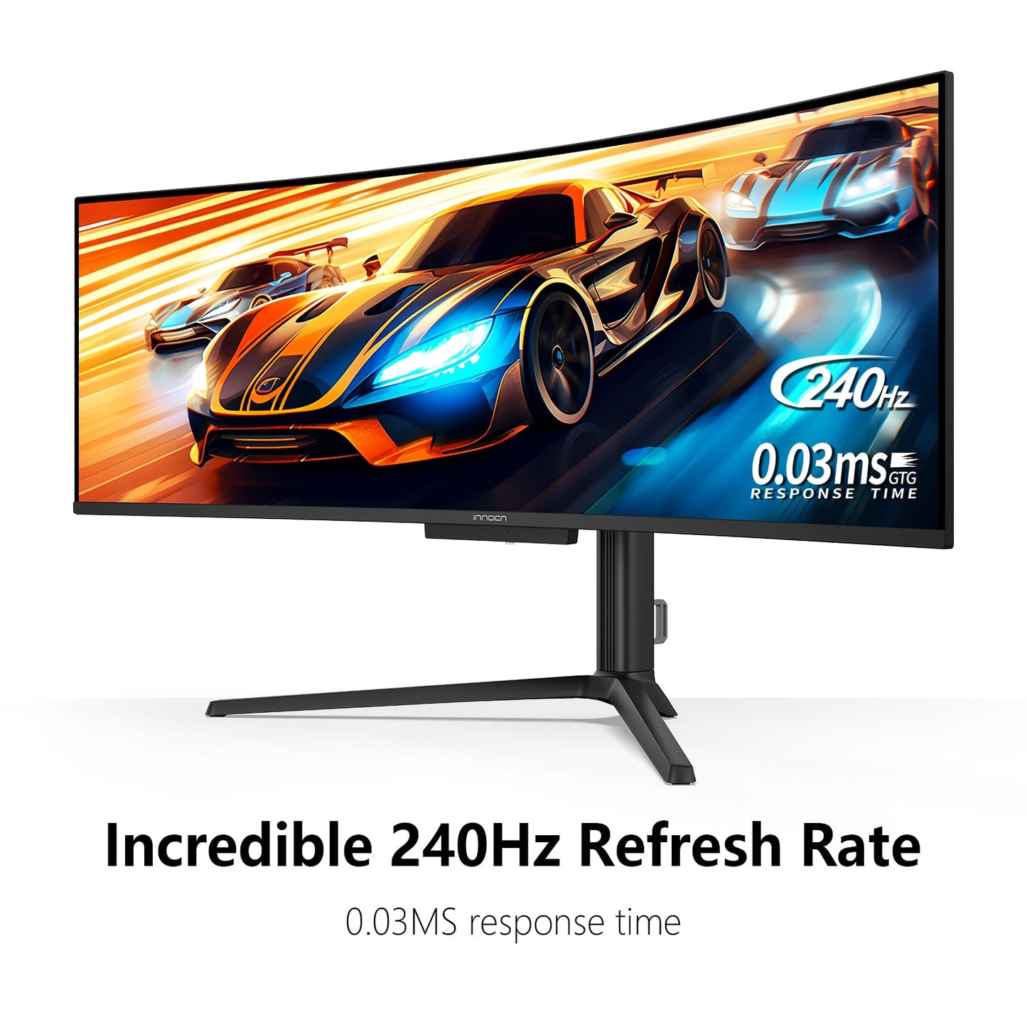 INNOCN 49" 49Q1S OLED Curved Gaming Monitor 5120 x 1440p 240Hz, 0.03ms, USB Type C 90W, HDMI 2.1, DisplayPort, USB Hub, Surrounding Speakers, Adaptive-Sync, Height Adjustable Stand, Black