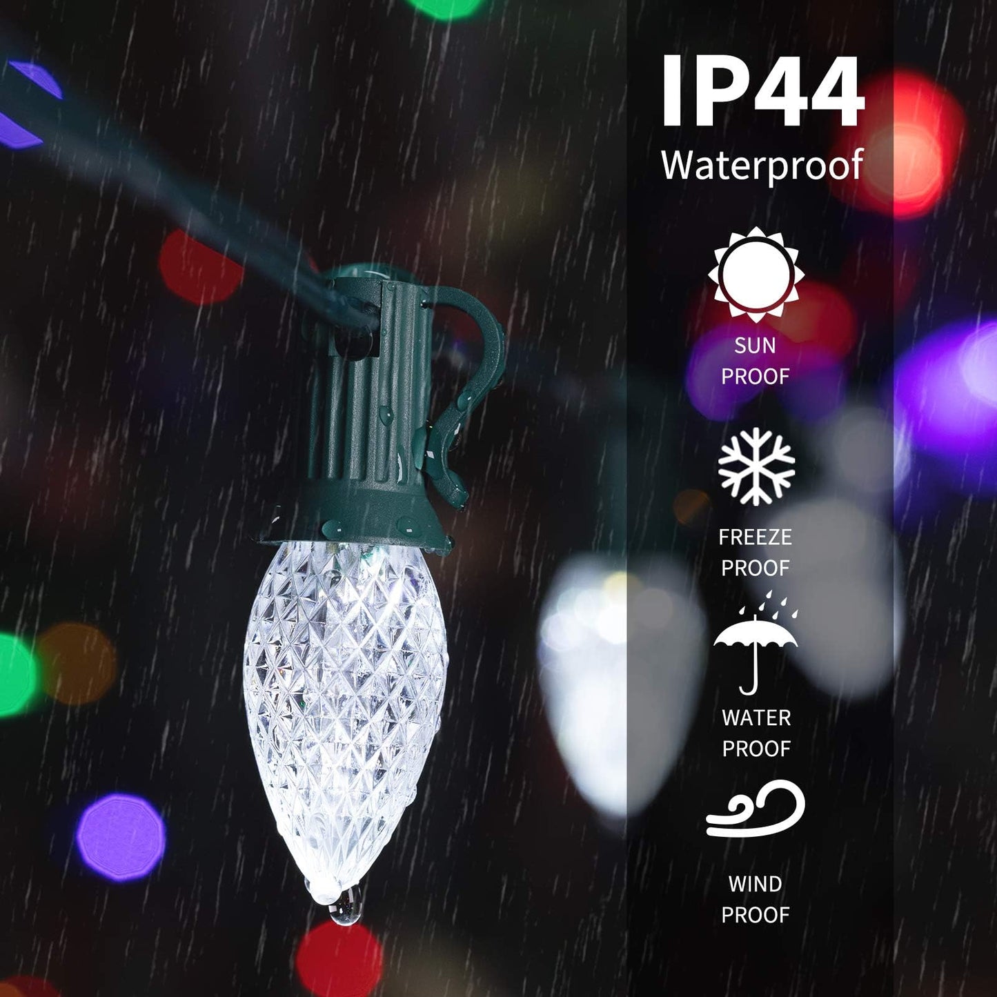 Minetom C7 LED Christmas Light Bulbs, Dimmable, Shatterproof, 25 Count, Pure White
