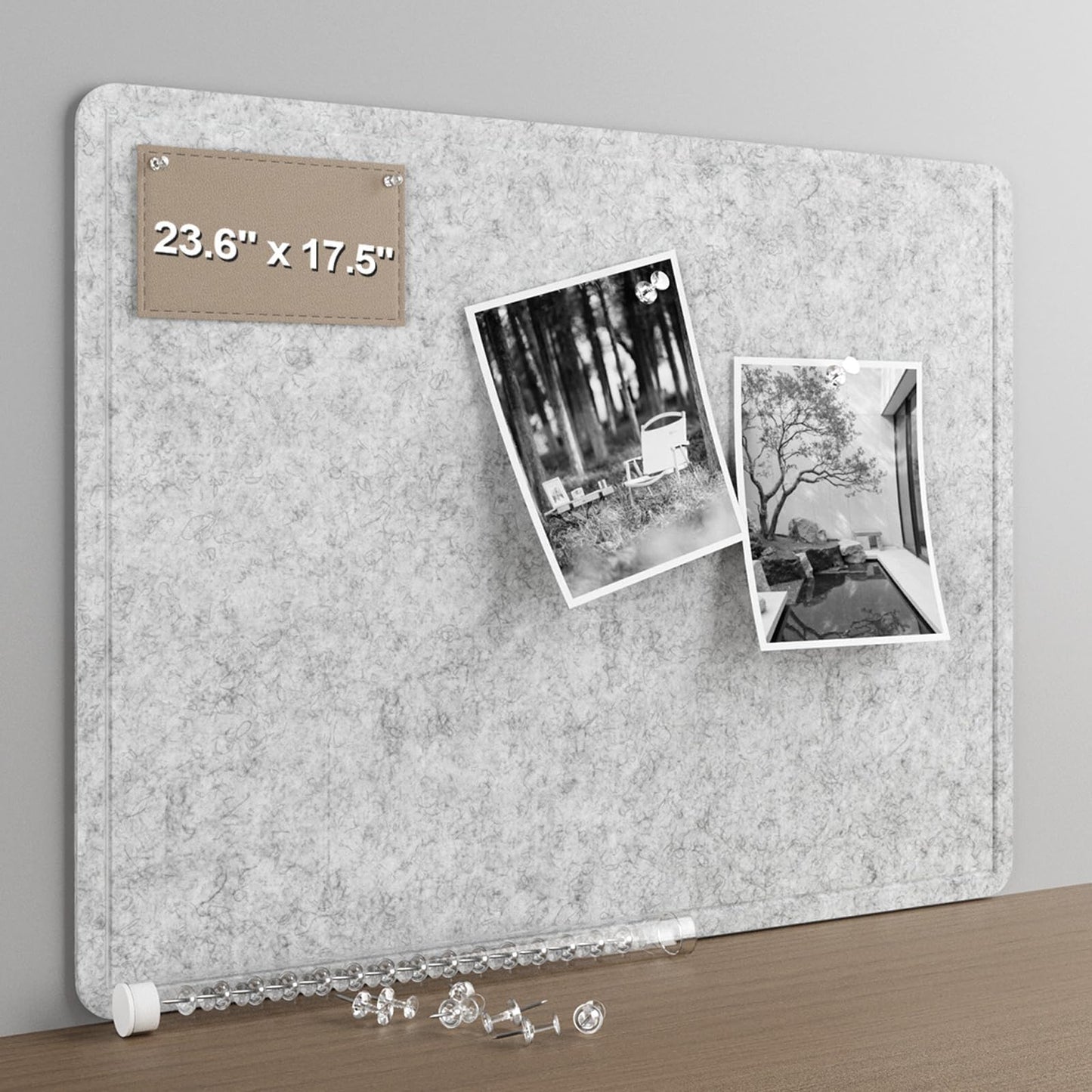Felt Bulletin Board for Wall 24" x 18" Unfolded Size, Small Frameless Felt Pin Board, Soft Cork Board Alternative for Office, Home Planning, Notes, Photos & Wall Decor, Foldable Shipping, Easy Install