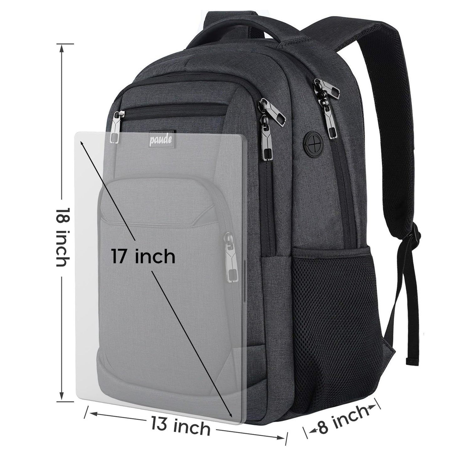 Paude Backpack for Men and Women,School Backpack for Teens,15.6 inch Laptop Backpack with USB Charging port for Business College Travel