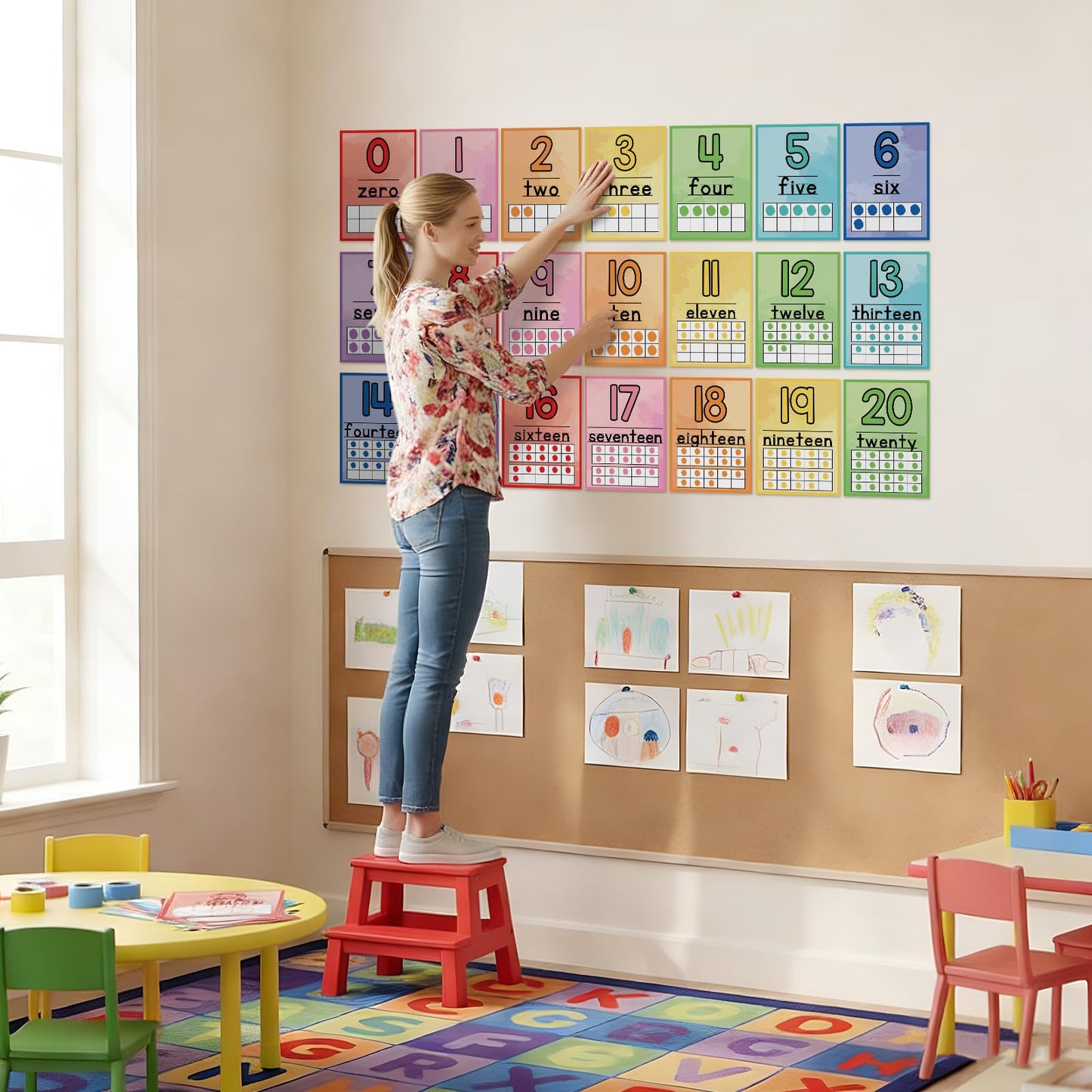 Colarr 21 Pcs Number Posters for Classroom Wall Decor 11 x 8.5 Inch Educational Number Poster Learning Chart for Kindergarten Preschool Teacher Classroom Must Have Essentials(Digital)