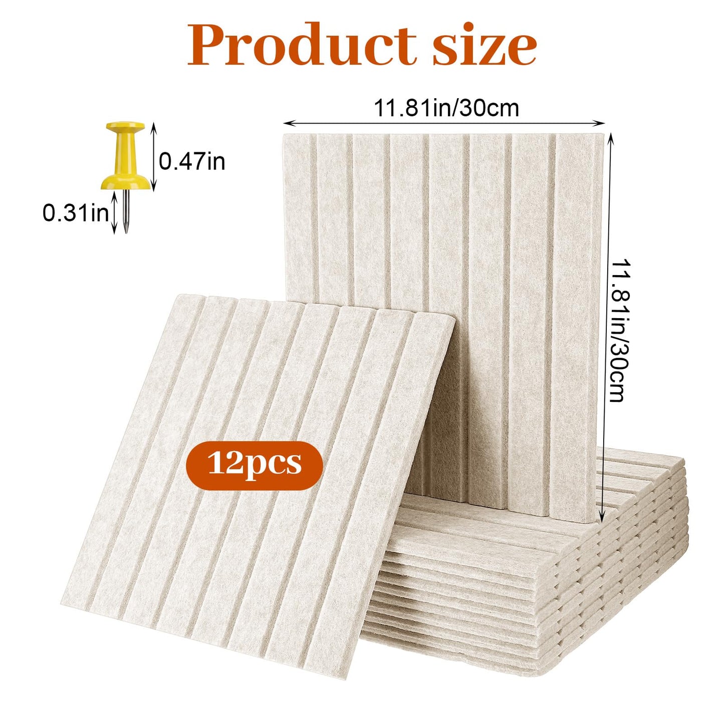 Kuyeyzu 12 Pack Felt Slatted Bulletin Board 11.8x11.8 Inches Alternative to Cork Boards for Walls with 60 Adhesive Tabs and Pushpins for Office Home Room Decor