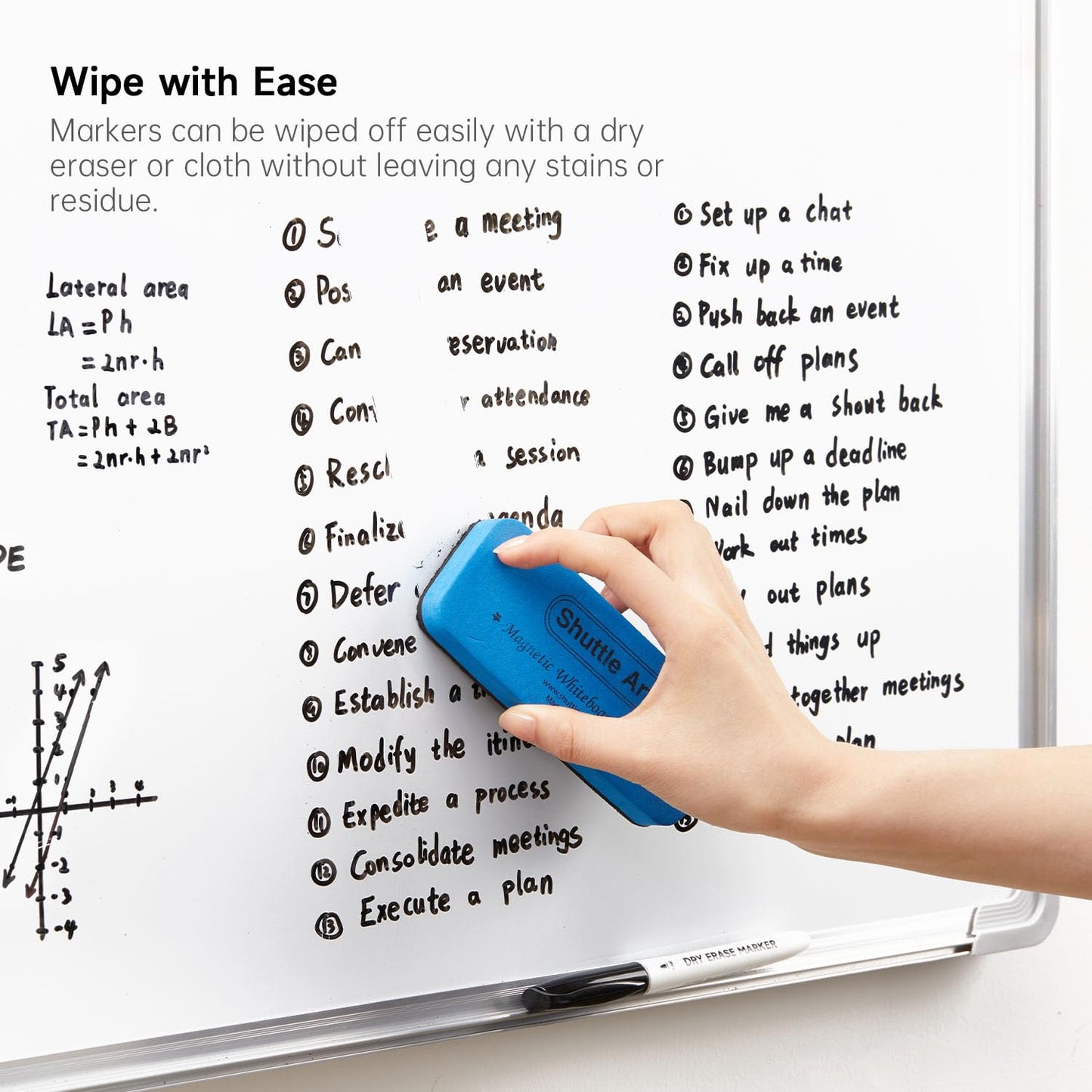 Lineon 100 Bulk Pack Black Whiteboard Markers with 3 Erasers, Fine Point Dry Erase Markers Perfect For Writing on Dry-Erase Boards, Glass for School Office Home