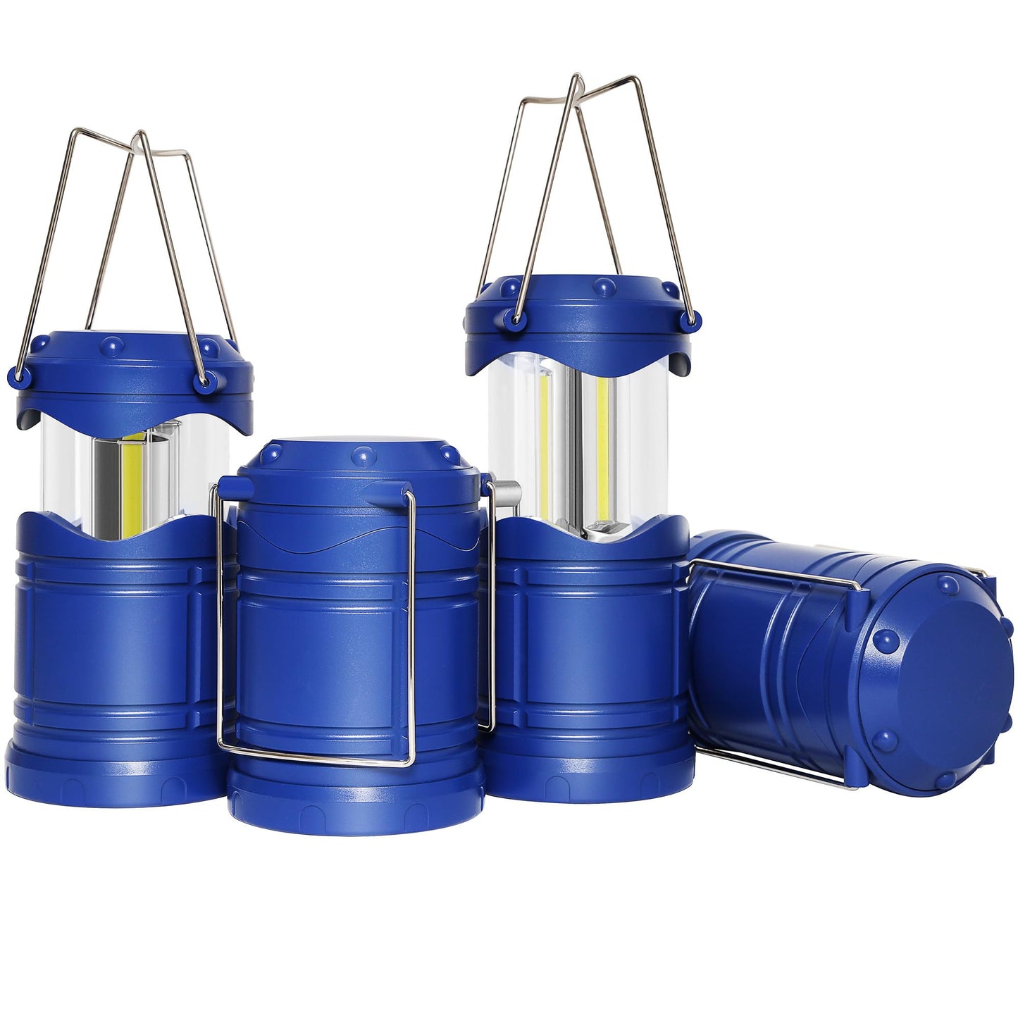 Lichamp LED Camping Lantern, 4 Pack Battery Powered, Portable Collapsible Light, Blue, Model CLS-B004BL