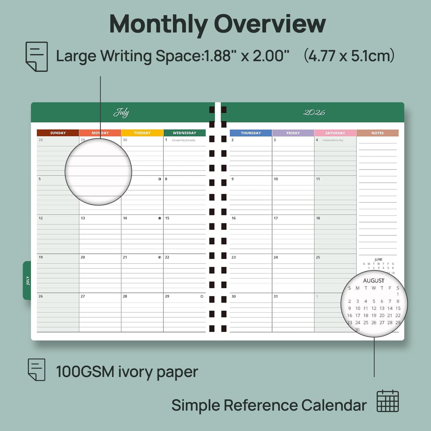 POPRUN Teacher Lesson Planner 2026-2027, Large Size 8.5"x 11", Weekly Academic Year Calendar, July 2026 - June 2027, Hardcover Classroom Agenda Calendar with Monthly Tabs, Pockets and Stickers - Night Sky Blue