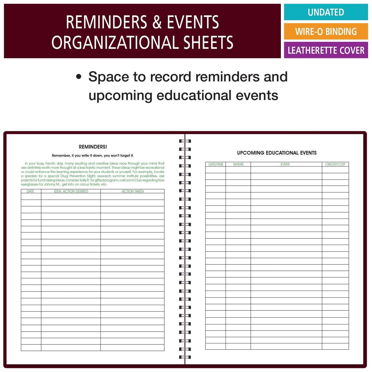 Class Record Book for 9-10 Weeks. 35 Names. Larger Grade Recording Squares. (R1035)