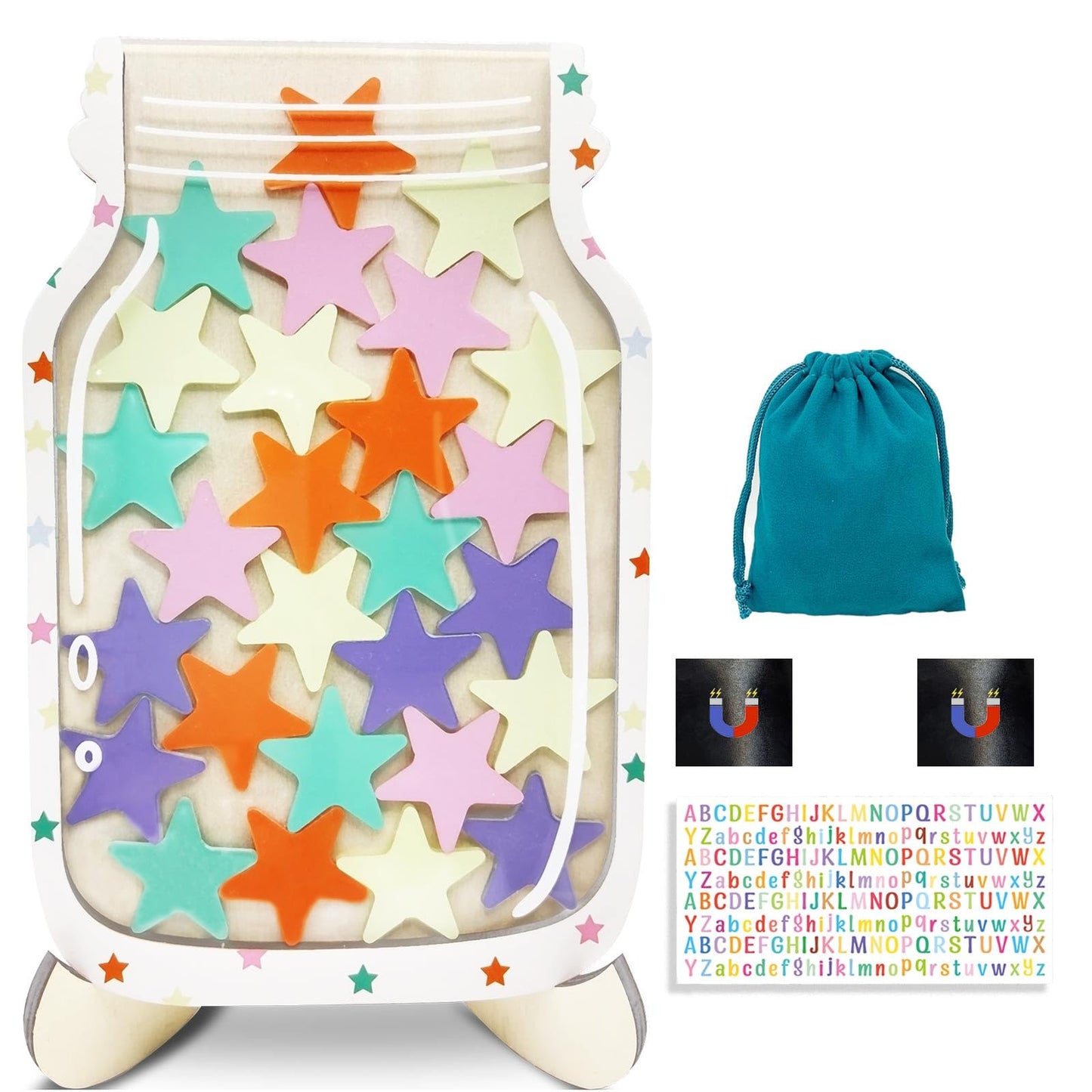Magnetic Reward Jar,Magnetic Star Reward Jar for Kid,Reward System for Student Behavior,Personalized Stars Reward Jar for Classroom Home,Magnetic Reward Jar Ideal for Classroom Board (Classic)