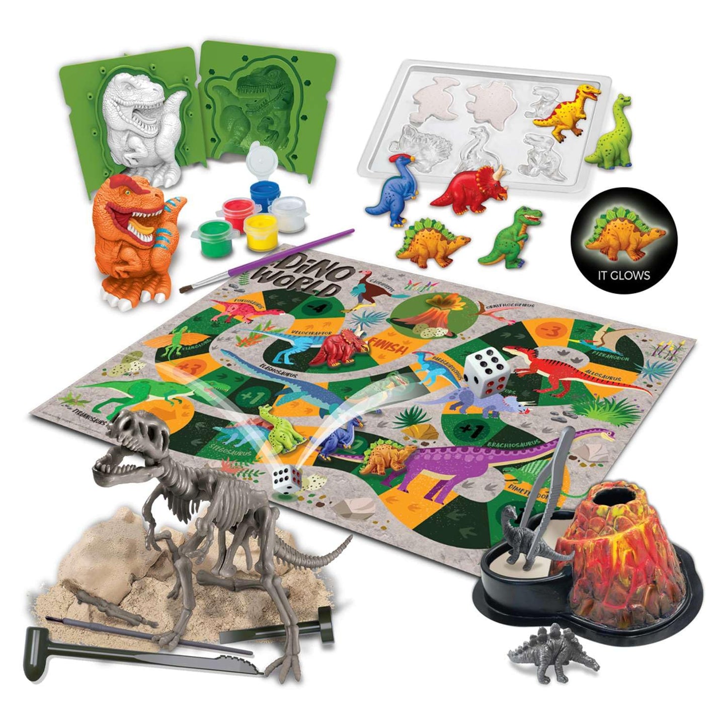 4M | STEAM Dinosaur World Exploration| Hands-On Science Kit with Dinosaur Figures & Fossil Experiments for Kids Ages 5+ - Educational Paleontology Toy Gift