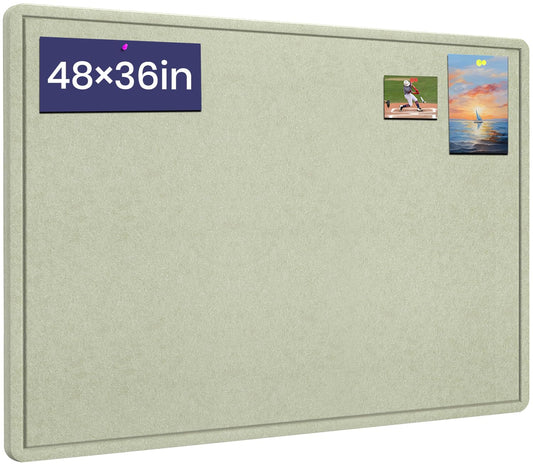 Large Bulletin Board, 48 X 36 inches Felt Board Notice Pin Board,4' x 3' Cork Board Alternative for Wall, Self-Adhesive Vision Board Mood Board Foldable Photo Board with 30 Pushpin-Sage Green