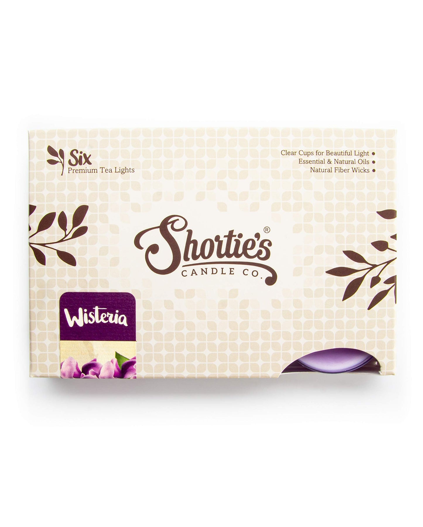 Shorties Candle Company Pure Wisteria Tealight Candles - 12 Pack, Highly Scented, Purple, Model 45133