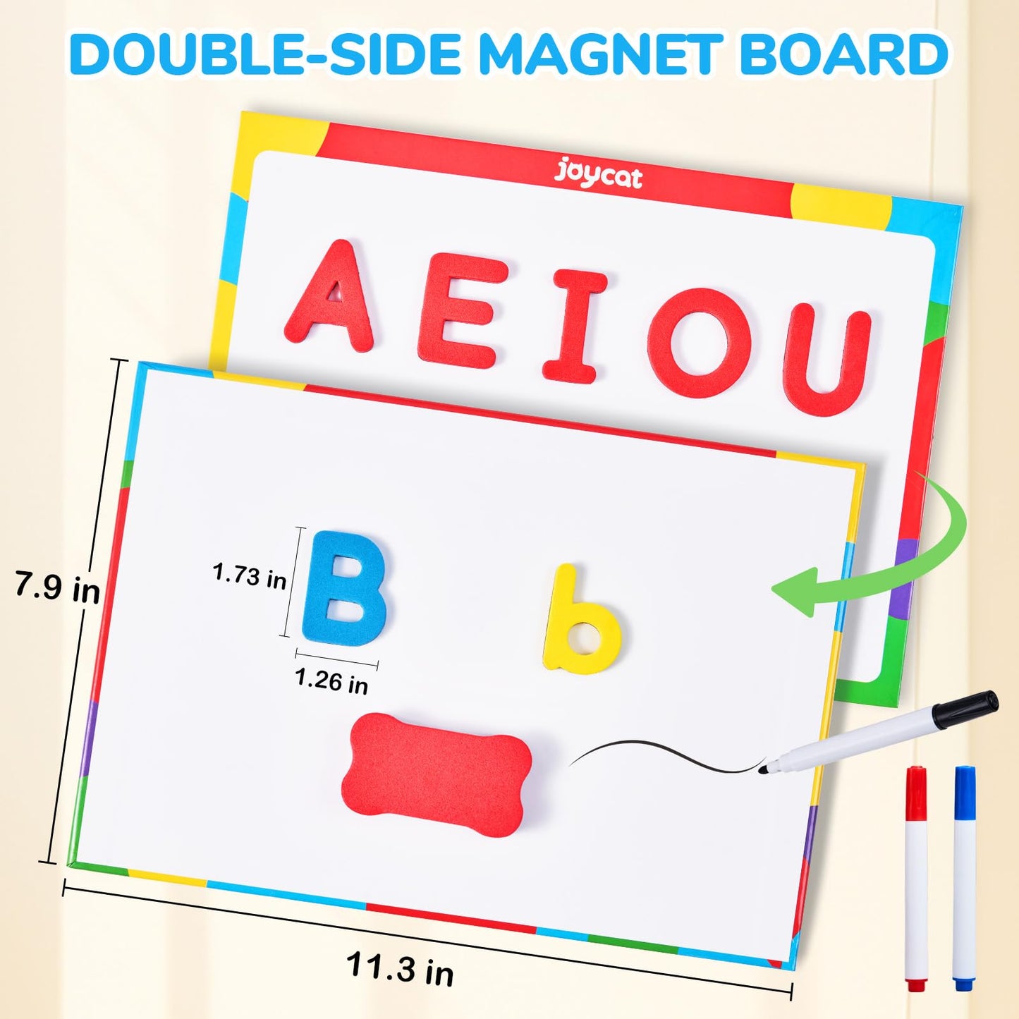JoyCat Classroom Magnetic Letters Kit Colorful 238 Pcs with Double-Sided Magnet Board - Foam Alphabet Letters for Preschool Kids Toddler Spelling and Learning - Fridge Magnets ABC Education Toys