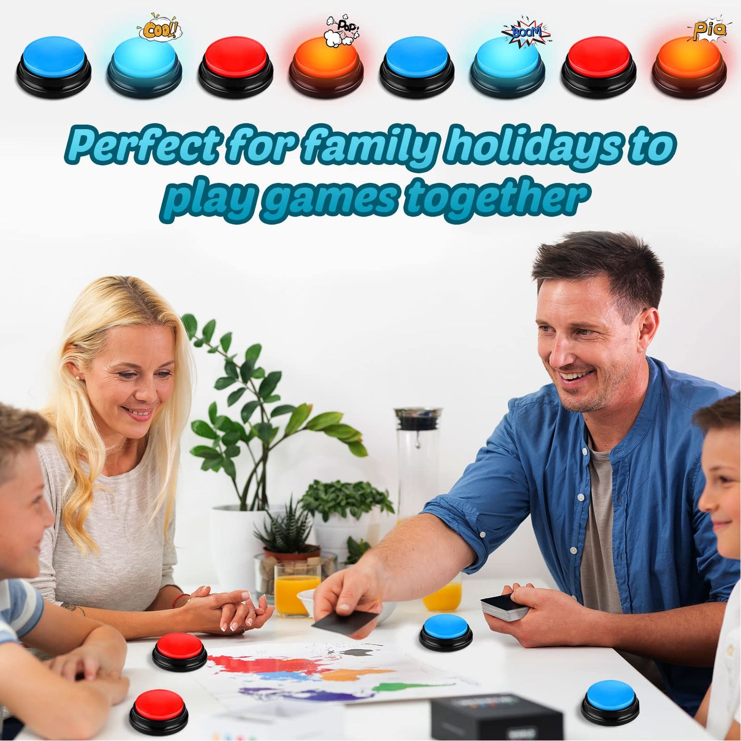 Jerify 12 Packs Recordable Answer Buzzers Learning Recording Sounds and Lights Buzzers Game Show Classroom Communication Buttons for Family Game Study Office Trivia Nights Red Blue
