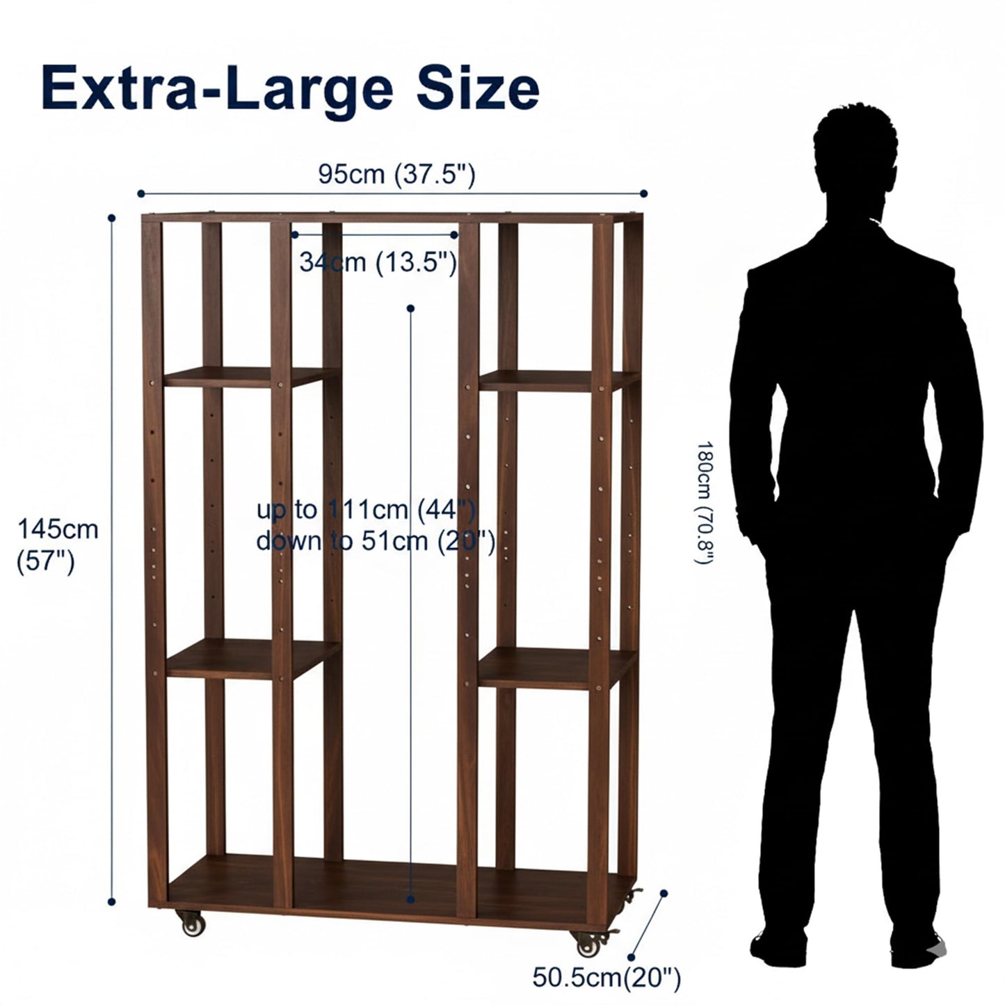 MOOFI Extra-Large Art Storage Rack with Wheels, Adjustable Display Wooden Drying Rack for Canvas, Panels, Prints and Artworks, Multi-Tier Art Organizer for Galleries, Classroom, Studios (Walnut)