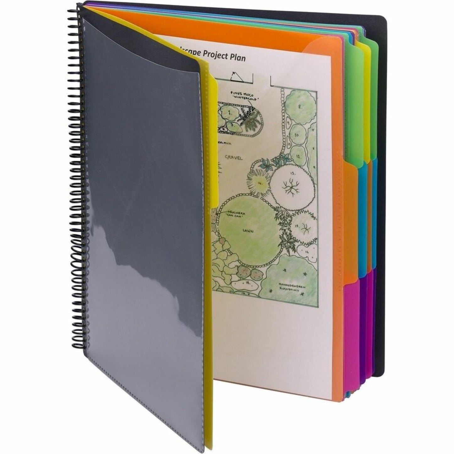 Smead Project Organizer, 24 Pockets, Grey with Assorted Bright Tabs, Tear Resistant Poly, 1/3-Cut Tabs, Letter Size (89206)