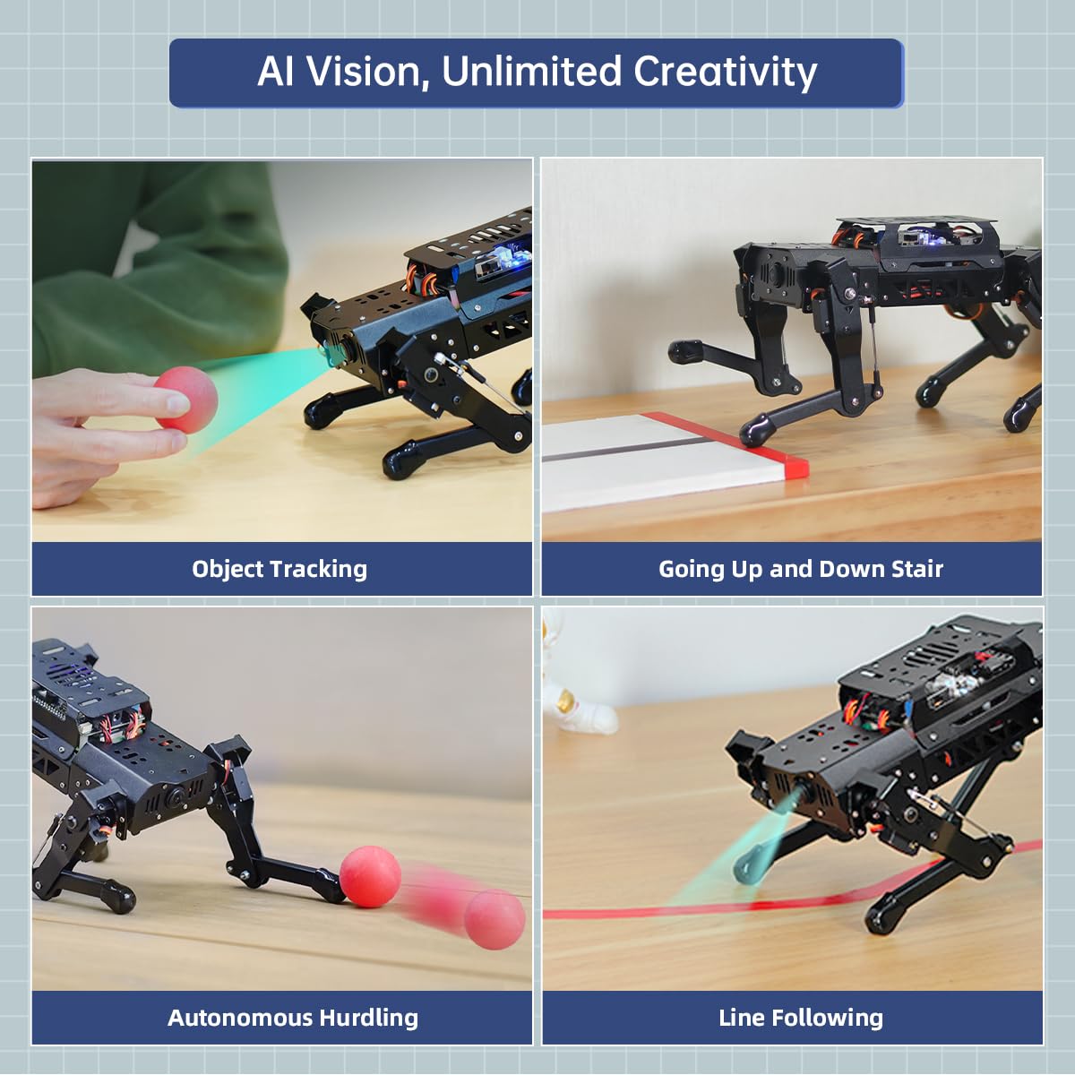 PuppyPi Robot Dog with ChatGPT Large AI Models AI Embodied Intelligence ROS Robotic Dog Vision Scene Voice Understanding SLAM Mapping Navigation Bionic Quadruped Robot, Ultimate Kit & RaspberryPi5 8GB
