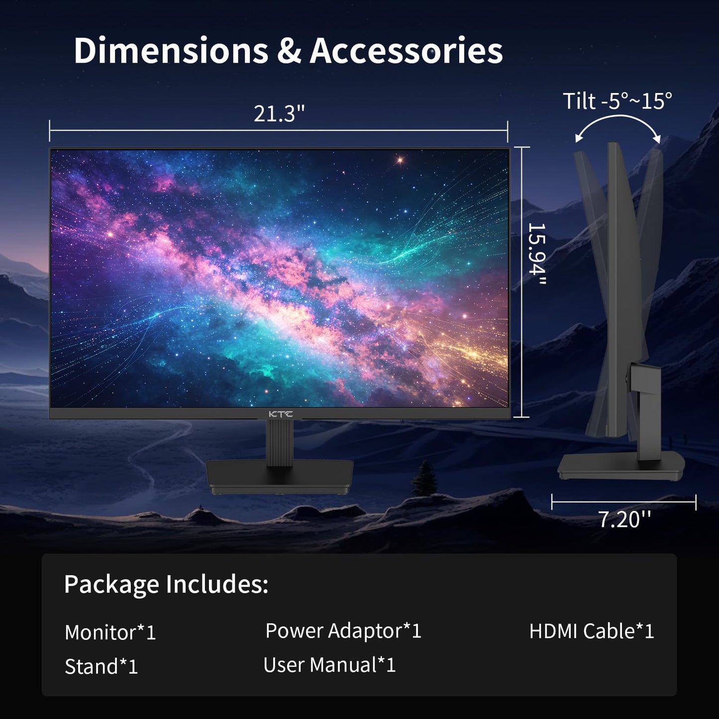 KTC 24 Inch QHD 2560x1440 IPS Computer Monitor, 100Hz Zero-Frame 2K Gaming Office Monitor, Adaptive Sync, HDR10, VESA, Tilt Adjustable, Low Blue Light, DisplayPort, HDMI, H24T27