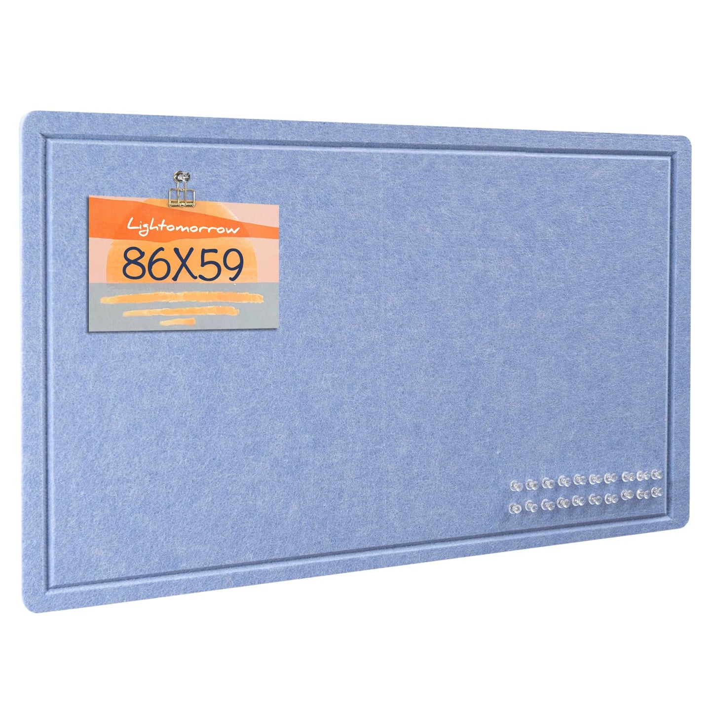 Lightomorrow Bulletin Board, 35 x 17 1/2 inches Felt Board - Decorative Pin Board, Cork Board Alternative for Wall, Foldable Self-Adhesive Vision Board Prayer Board with 20 Pushpins-Lavender Blue