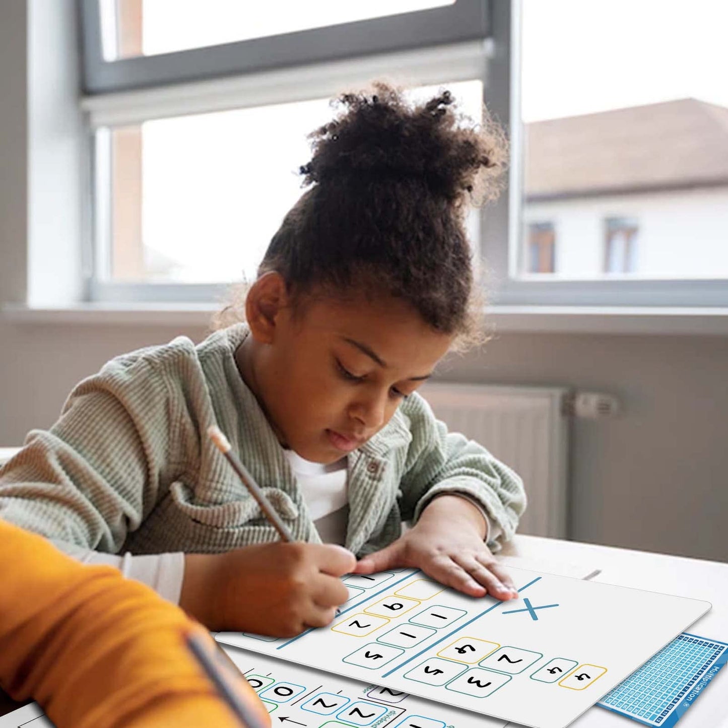 Set of Dry Erase Multiplication and Division Practice White Board, 8" x 12" 2-Digits Mathematics Board with a 4" x 2.5" Multiplication Chart Board for Kids Students, Classroom and Home