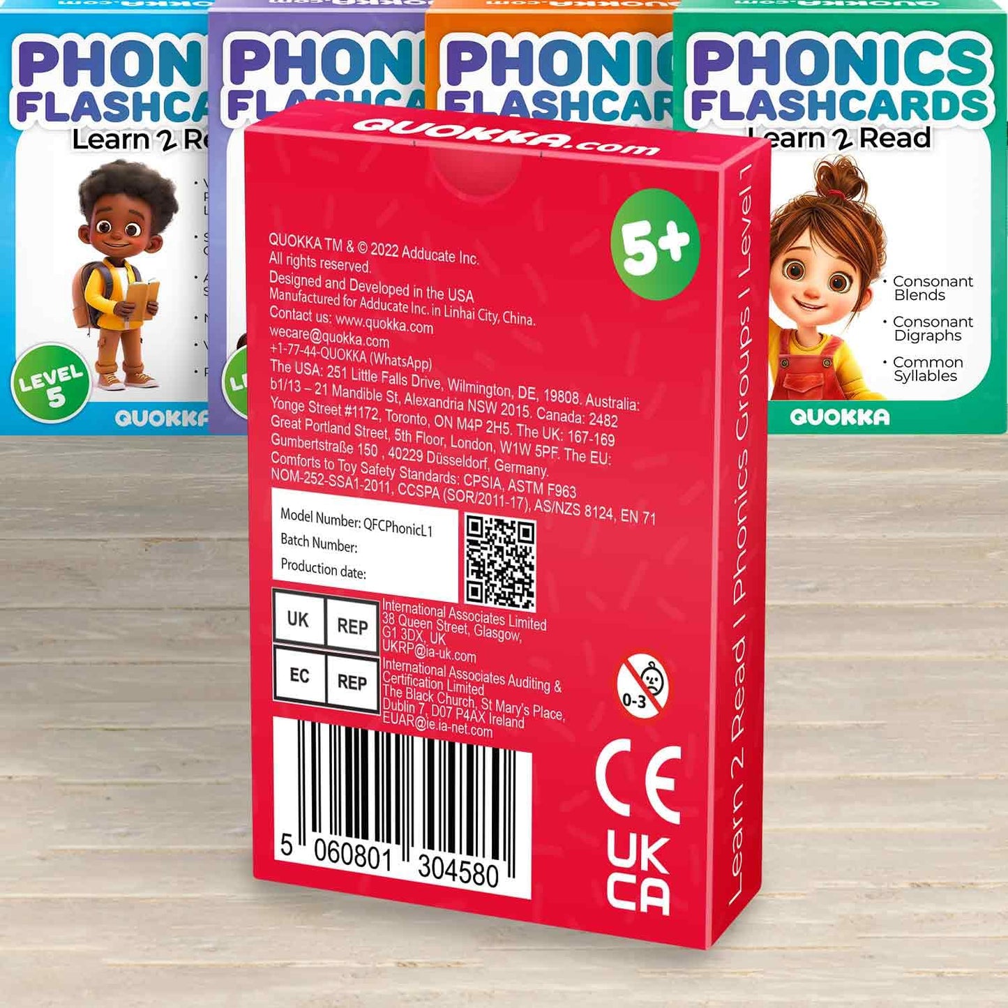 QUOKKA English Alphabet CVC Flash Cards – Learn to Read Set for Kids Ages 3-5 and 4-8 – Phonics Cards for Toddlers 2-4 Years and Kindergarten Learning – Reading Tools for Kids & Homeschool Essentials