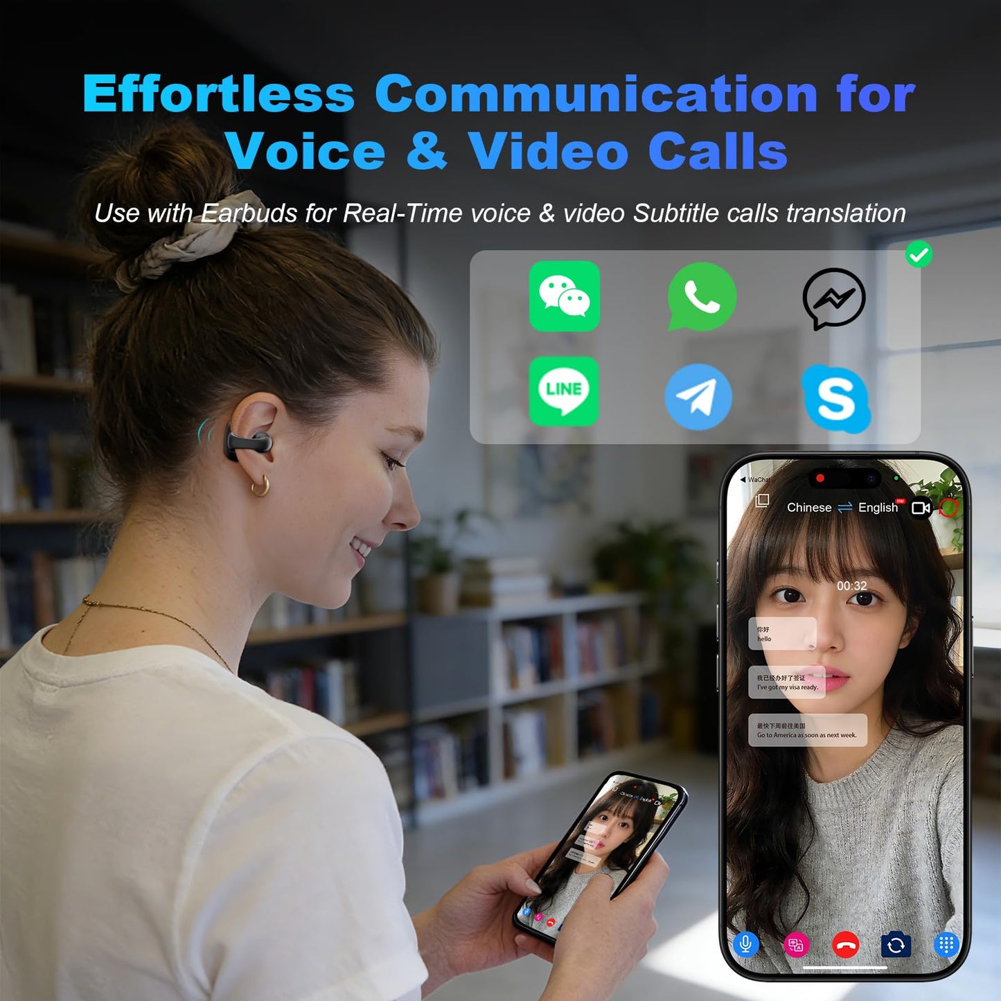 iTour Z50S Pro Max Translation Earbuds, Real Time Two-Way Translator Earbuds 127 Languages, Voice & Video Call Translator Headphones, Online & Offilne Language Translation Device for Travel & Business