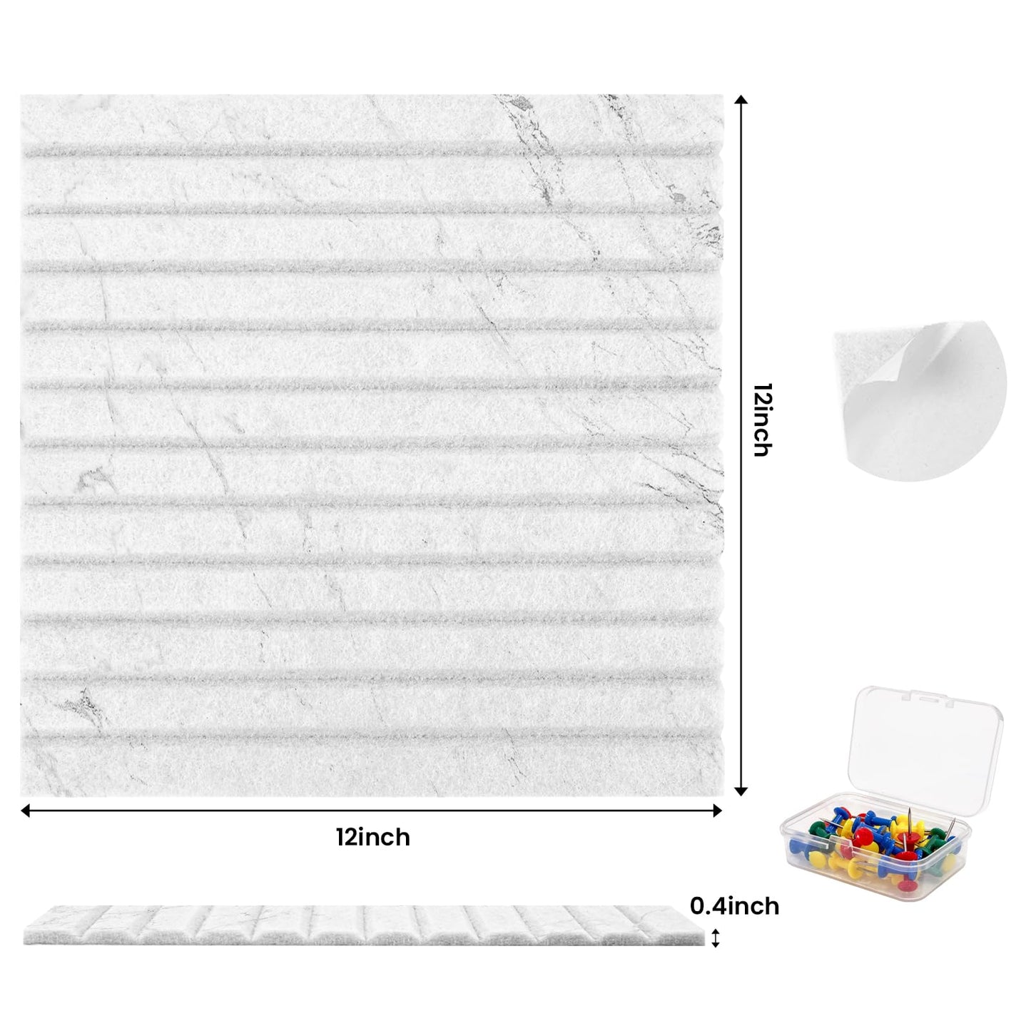 TOMAIX 12-Pack Felt Bulletin Boards (11.8" x 11.8") – Self-Adhesive Wall Tiles with Pushpins; Ideal for Offices, Classrooms, and Home Decor; for Posting Notes, Photos, and Memos(Gray)