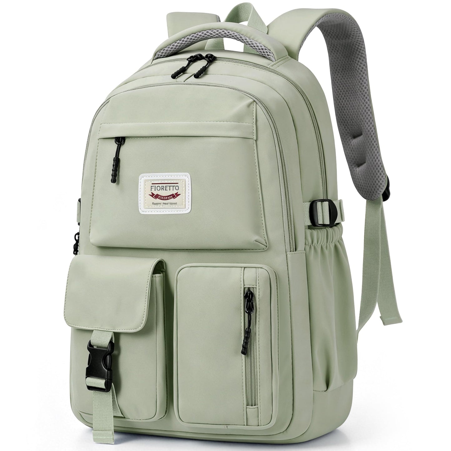 FIORETTO School Backpack for Teen Girls & Women with Compartment, Lightweight School Bag Bookbag with Multiple Pockets, Ideal for Middle High School, College, Travel, Green 25L
