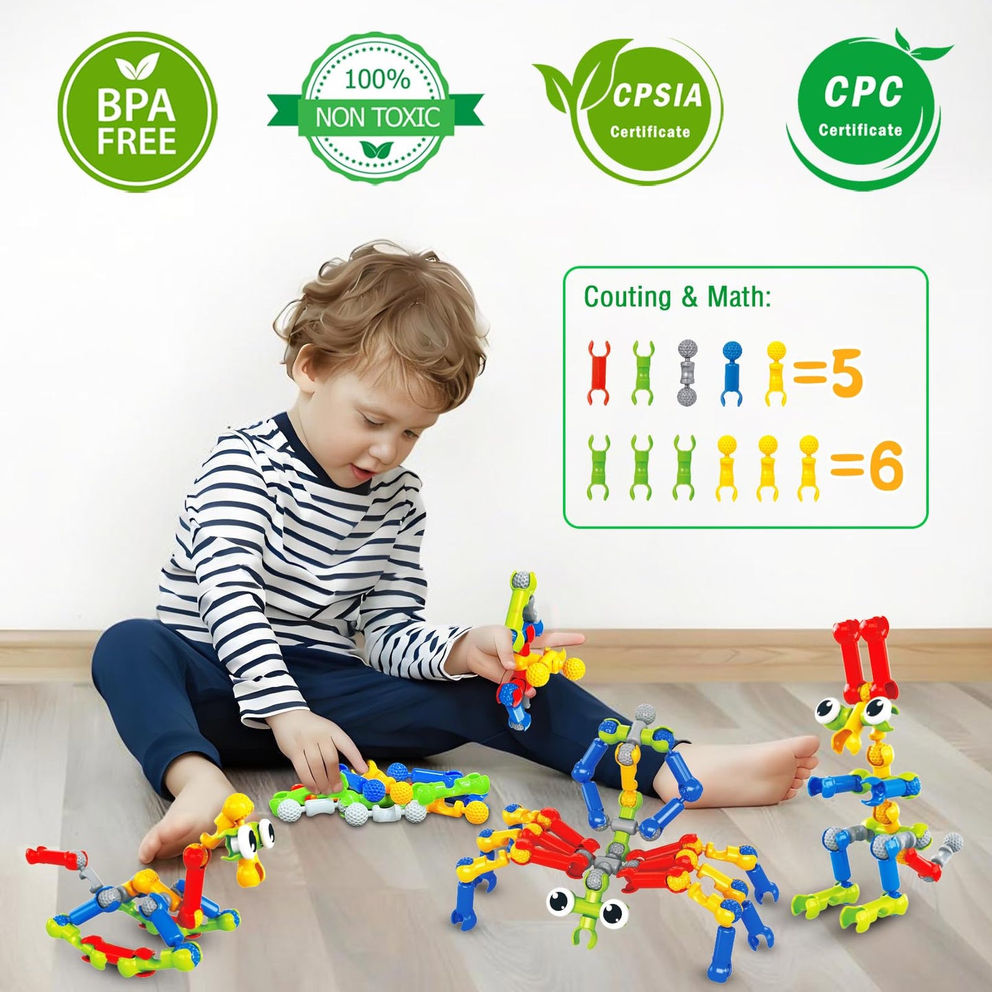 Caferria Building Blocks STEM Toys for 3 4 5 6 7 8+ Year Old Boy Girl Birthday Gift, 142 Pcs Building Toys for Preschool Classroom Educational Toy Building Sets Creative Activities for Kids