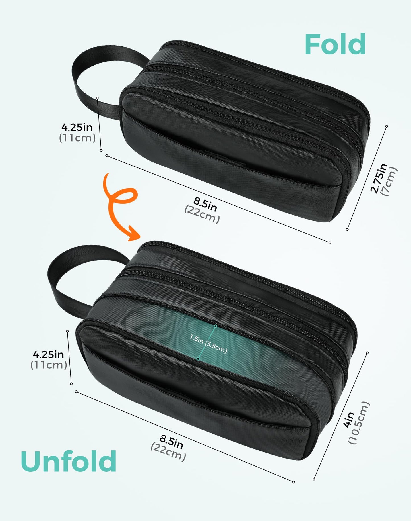 Fmeida Pencil Case Pouch Expandable - Large Pencil Pouch Aesthetic Pencil Bag with 5 Compartments Office Stationery Organizer Pen Bag with Handle for Adult Men Women - Black PU