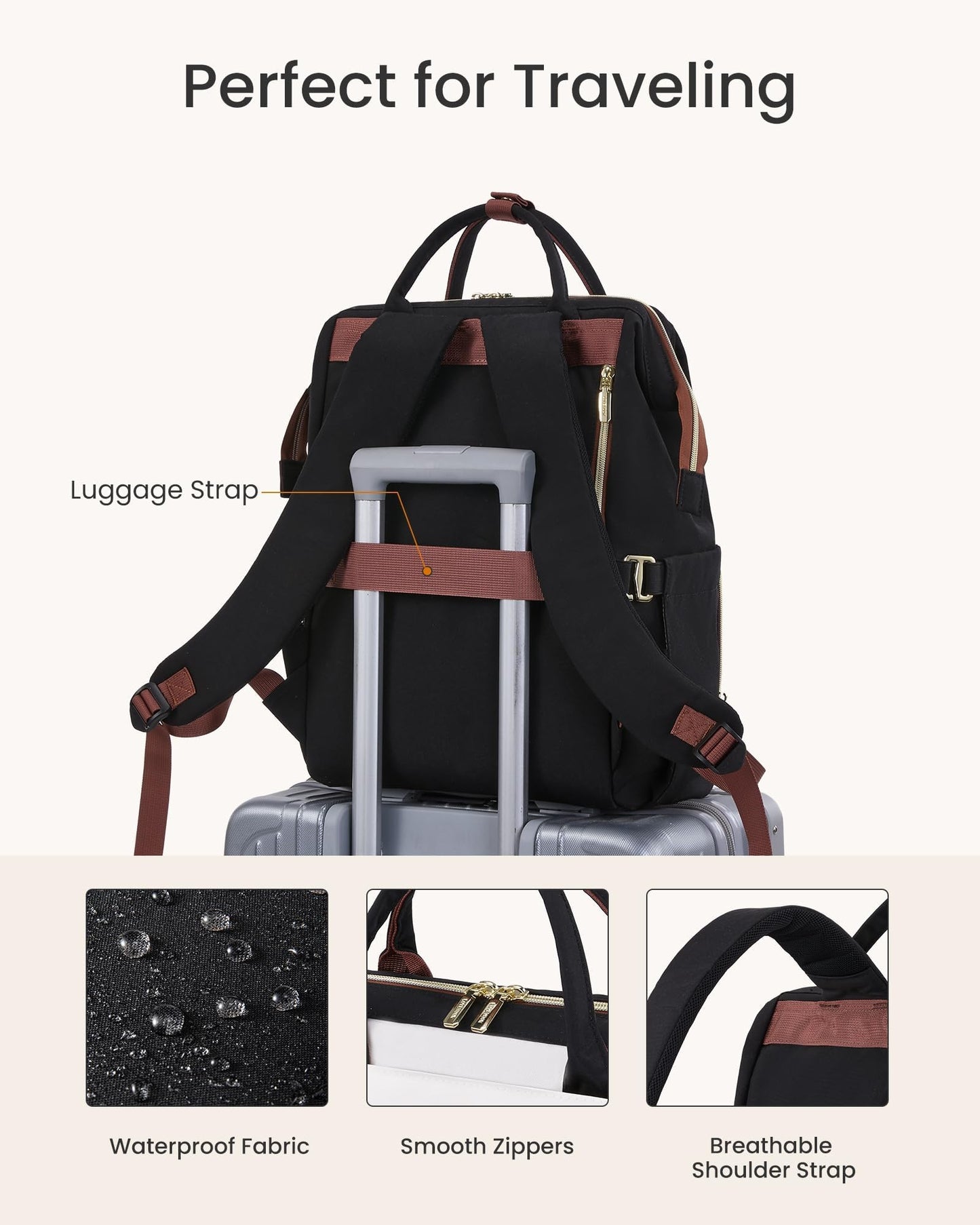 LOVEVOOK Laptop Backpack for Women with Giant Tumbler Holder Pocket, 15.6 inch Travel Work Backpack Purse for Nurse Teacher, Waterproof Bag College Bookbag Casual Daypack