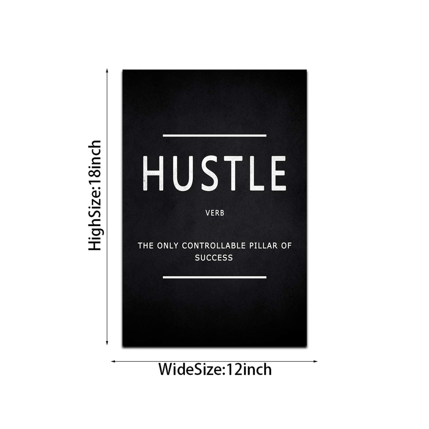 Hustle Wall Art Motivational Quotes Wall Art Decor for Office Bedroom Artwork Framed and Ready to Hang(12×18inch)