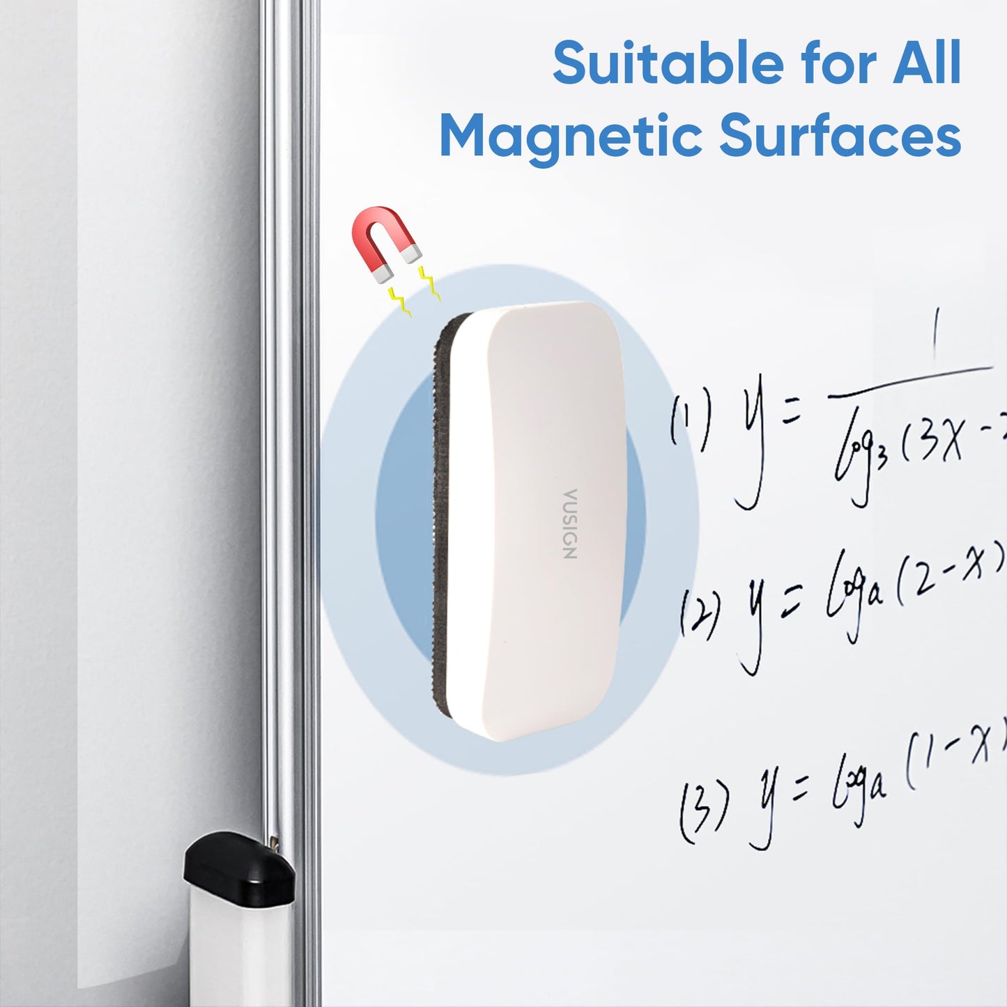 VUSIGN Magnetic Dry Erase White Board Eraser- 6 Pack, Glass Whiteboard Eraser for Dry Erase Board, Glass Board, Calendar Board, Office, Home, School Supplies