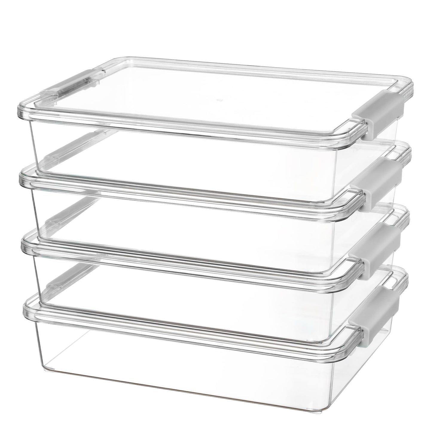 Vtopmart 6 Qt Plastic Storage Bins with Lids, Clear Sensory Bins, Arts Crafts Organizers and Storage, Stackable Containers for Home Office and School Supplies, 4 Pack, Grey