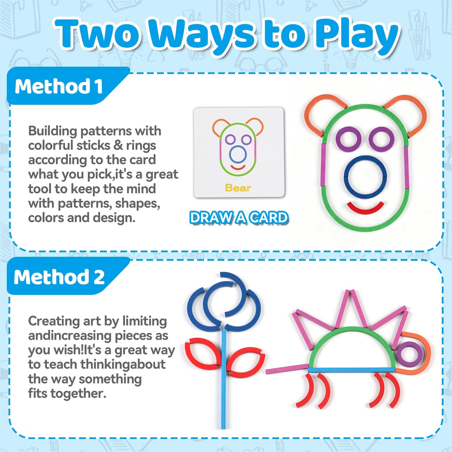 STEM Montessori Puzzle Toy for Toddlers – Creative Shape Matching & Ring Stacking Set, Hands-On Learning Educational Game for Fine Motor Skills, Preschool Classroom Essentials Ages 3-6