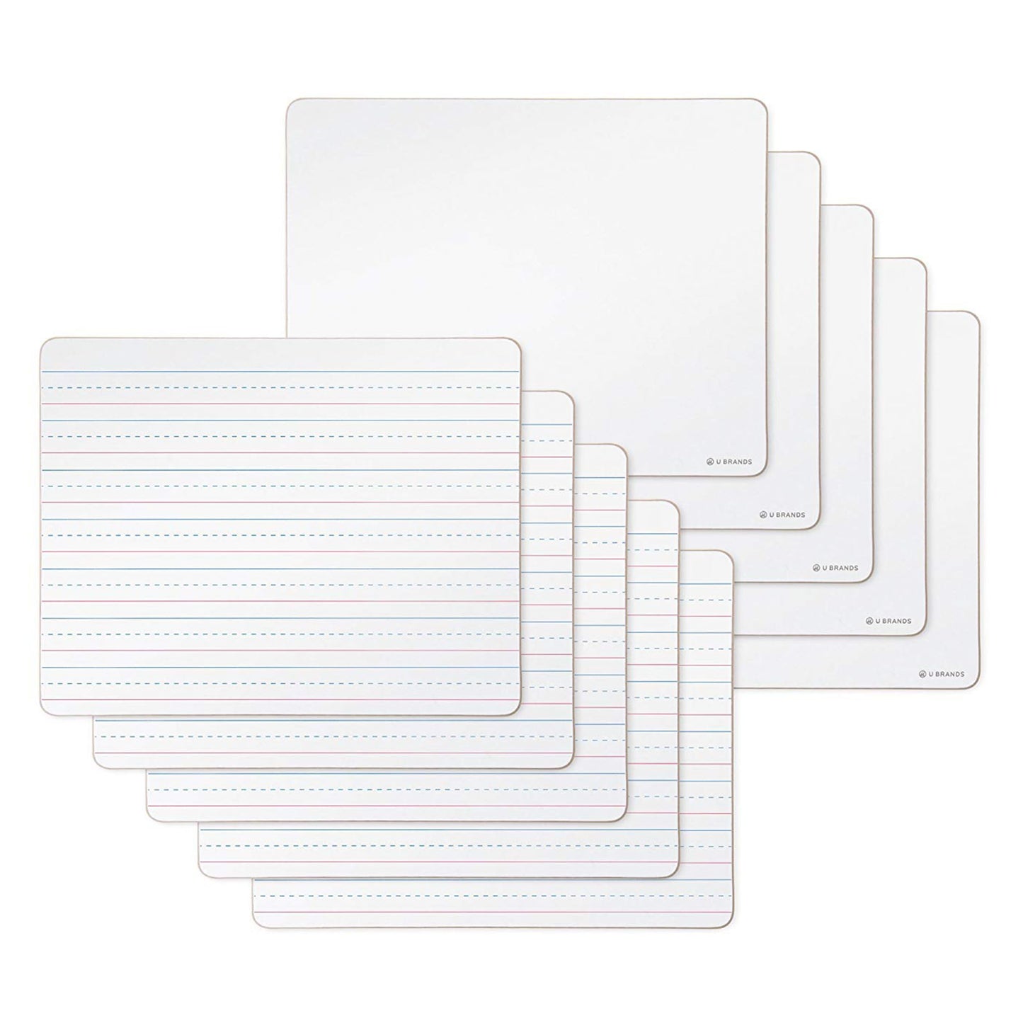 U Brands Dry Erase Lapboards, 10 Pack, 9" x 12", Double-Sided Small Whiteboards for School, Student Lapboards for Classroom, School & Homeschool Supplies, Portable Mini Whiteboard Set