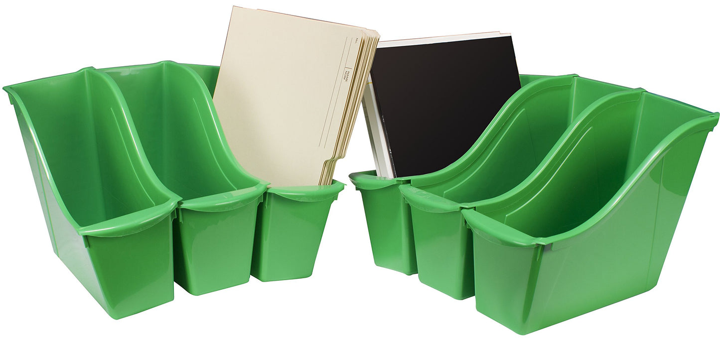 Storex Small Book Bin – Interlocking Plastic Organizer for Home, Office and Classroom, Green, 6-Pack (71111U06C)