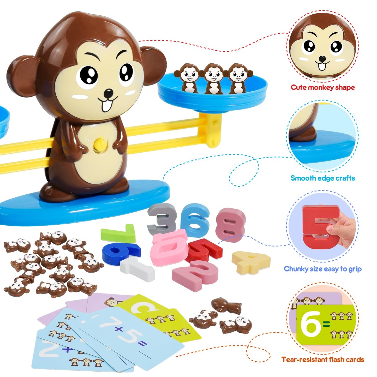 BAKAM Penguin Math Balance Scale, Toddler Counting Toys for 3 4 5 6 Year Old, Montessori Addition & Subtraction Weight Game, STEM Preschool Learning Activities, Educational Gift for Boys Girls