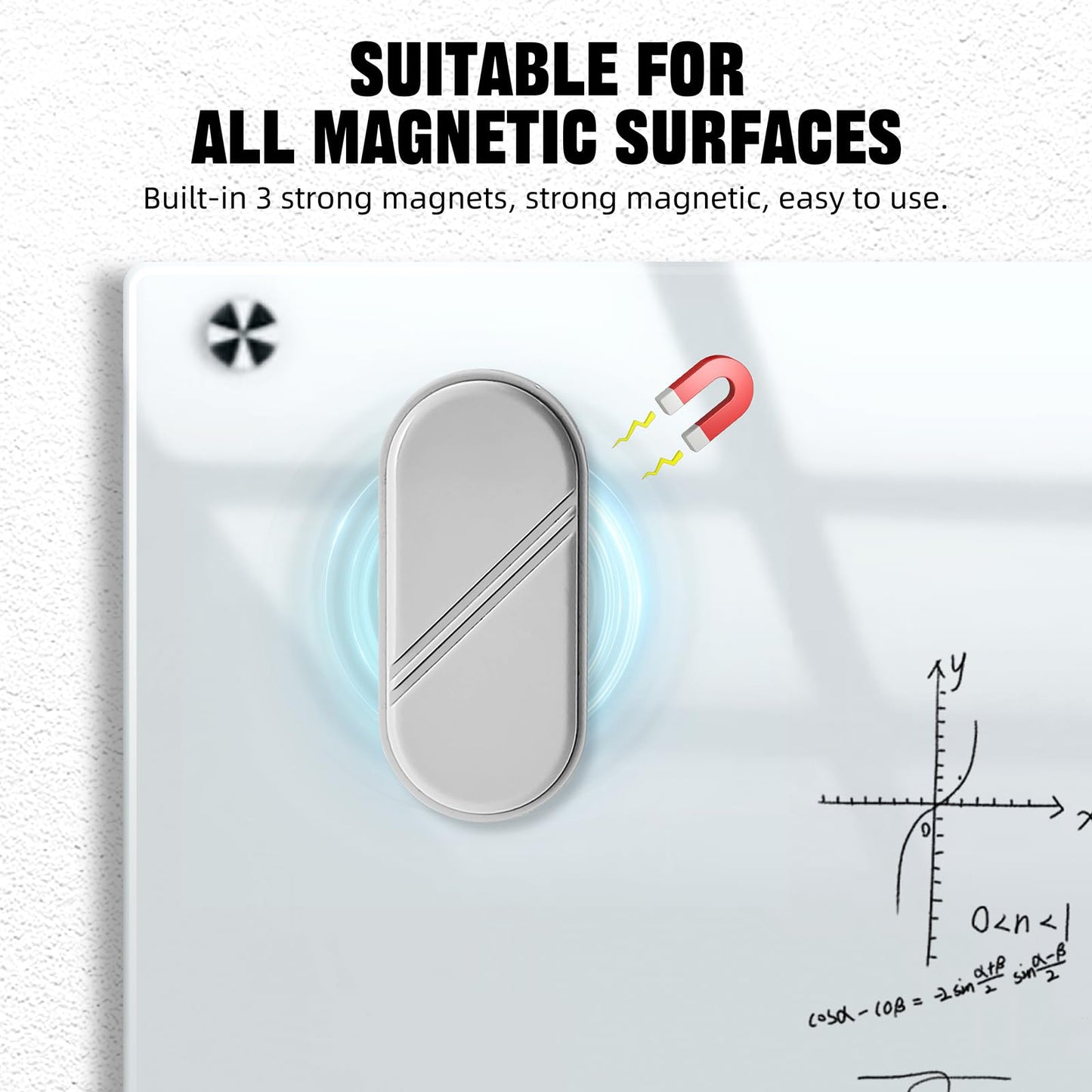 FUNISKETCH Dry Erase Eraser, Detachable Magnetic White Board Erasers - 4 Pack,Glass Board Glass Whiteboard Eraser for Office and School Supplies (Gray)