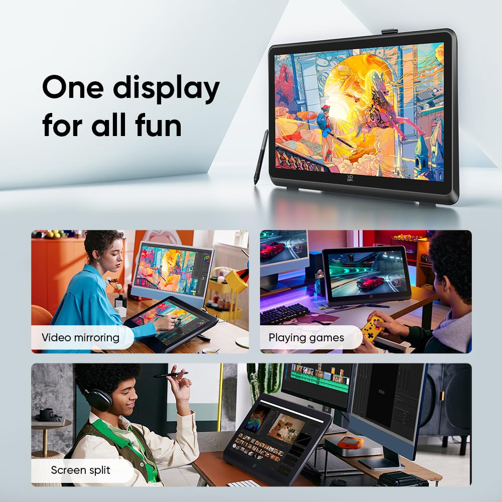 XPPen Artist 22 Plus 130% sRGB Drawing Tablet with Screen, 16.7 Million Colors Art Tablet with 16384 Pressure Stylus, Full Laminated, Anti-Glare Display Computer Graphic Tablet (22 inch)